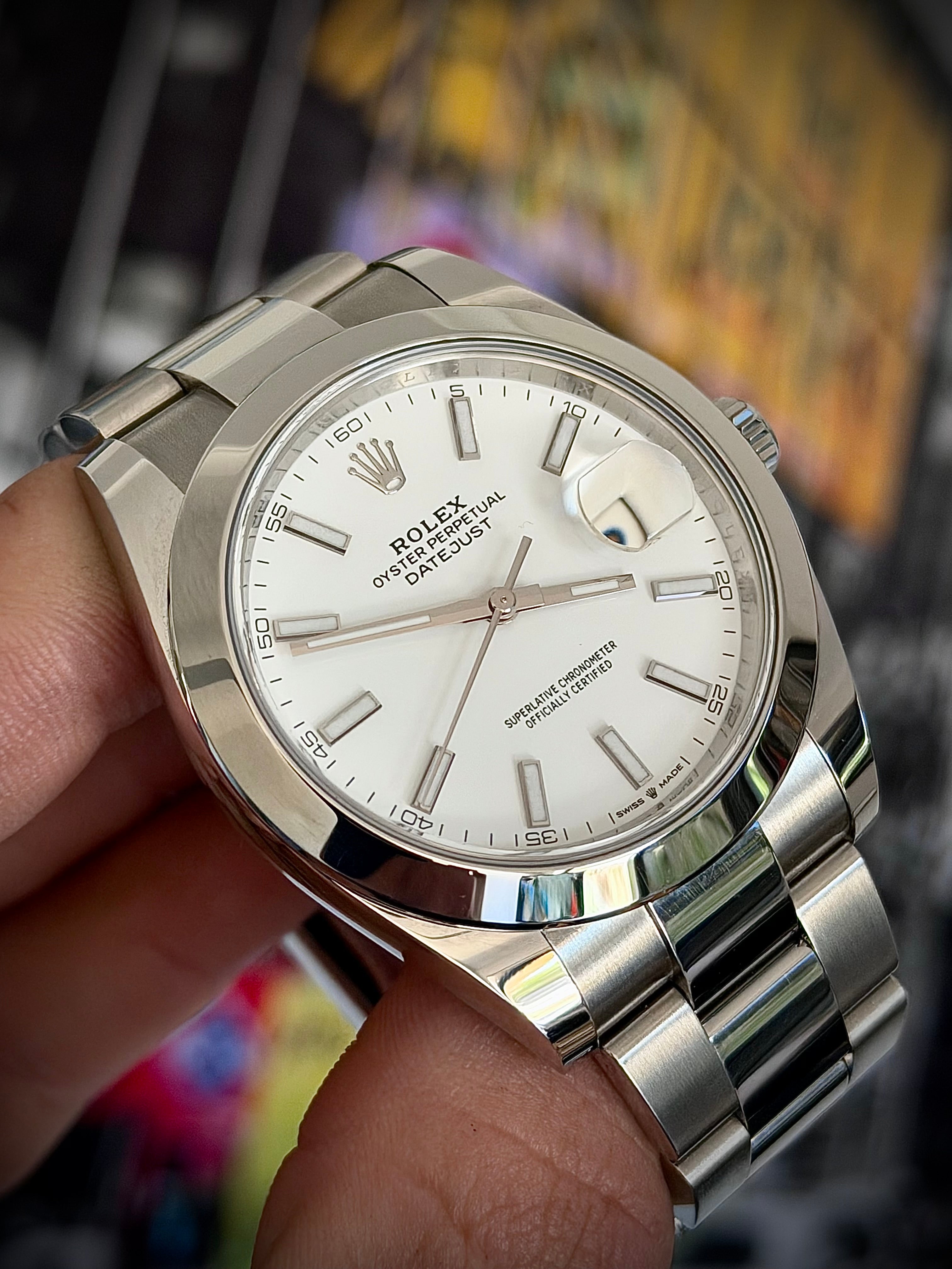 2020 ROLEX DATEJUST 41, WHITE DIAL, 126300, FULL SET, INC GST