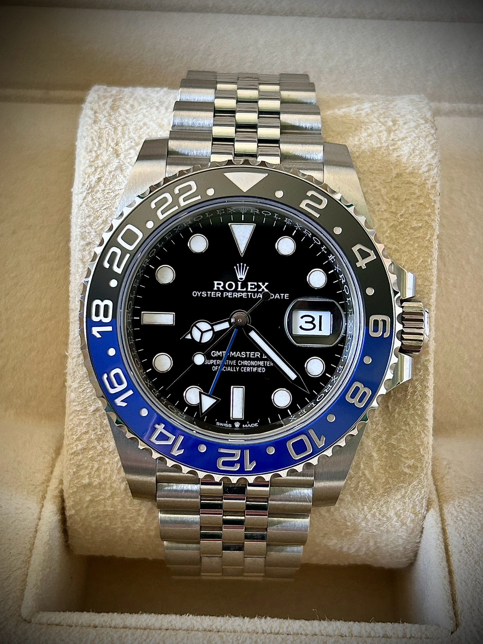 2022 ROLEX GMT MASTER II, BATGIRL, 126710BLNR, FULL SET, INC GST