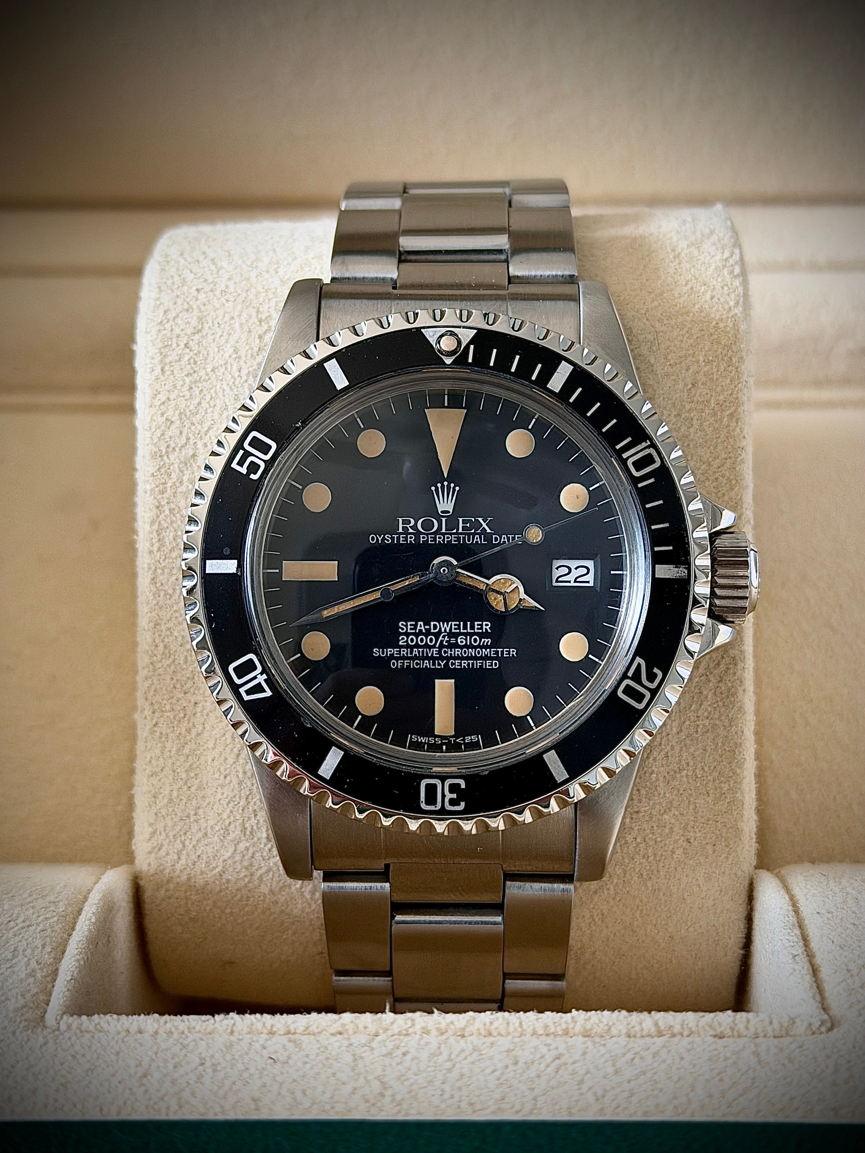 1980 ROLEX SEA-DWELLER 1665 “GREAT WHITE”, PUMPKIN PATINA, WATCH ONLY, INC GST