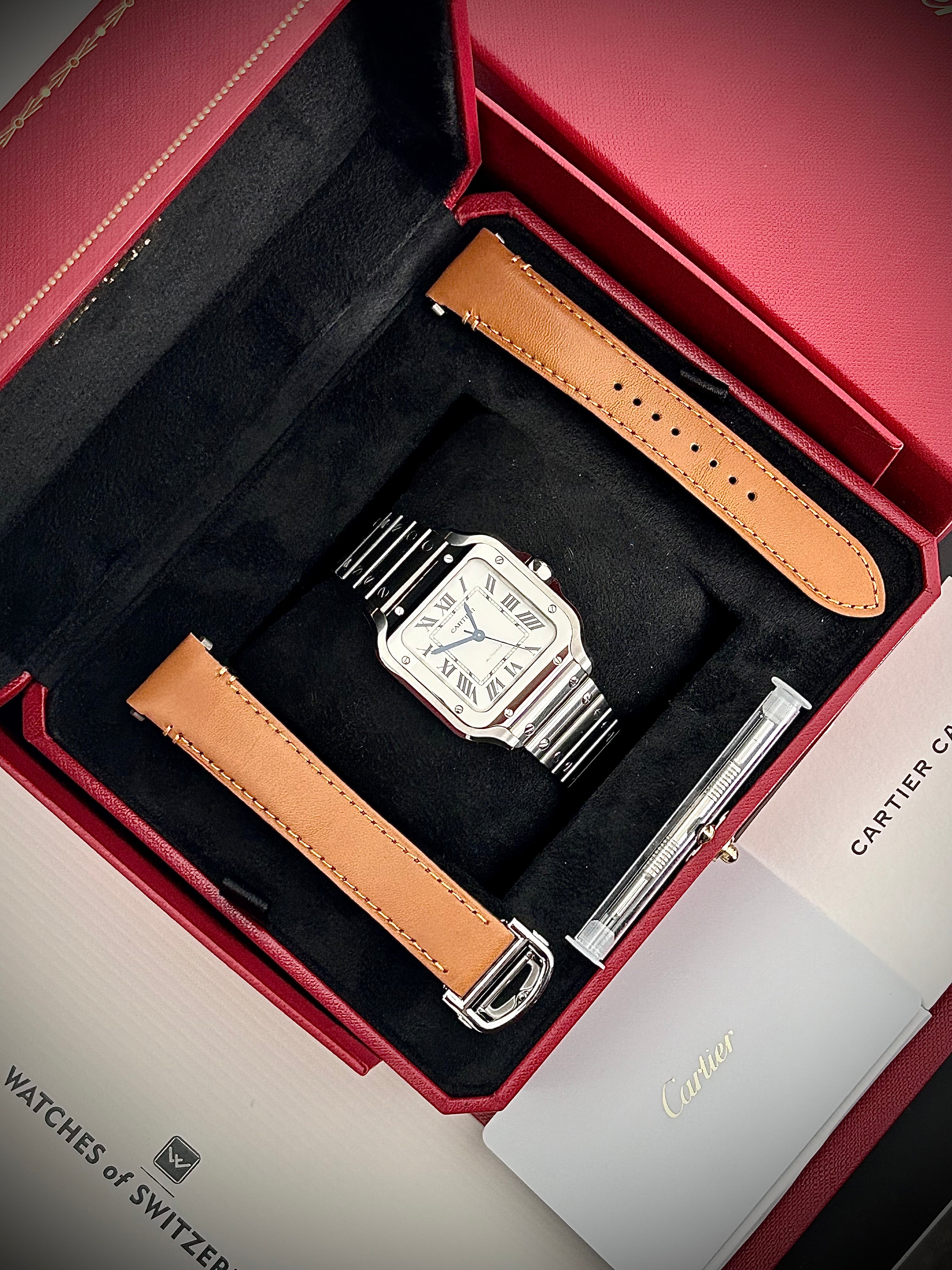 2024 CARTIER SANTOS DE CARTIER MEDIUM, WSSA0029, FULL SET, INC GST