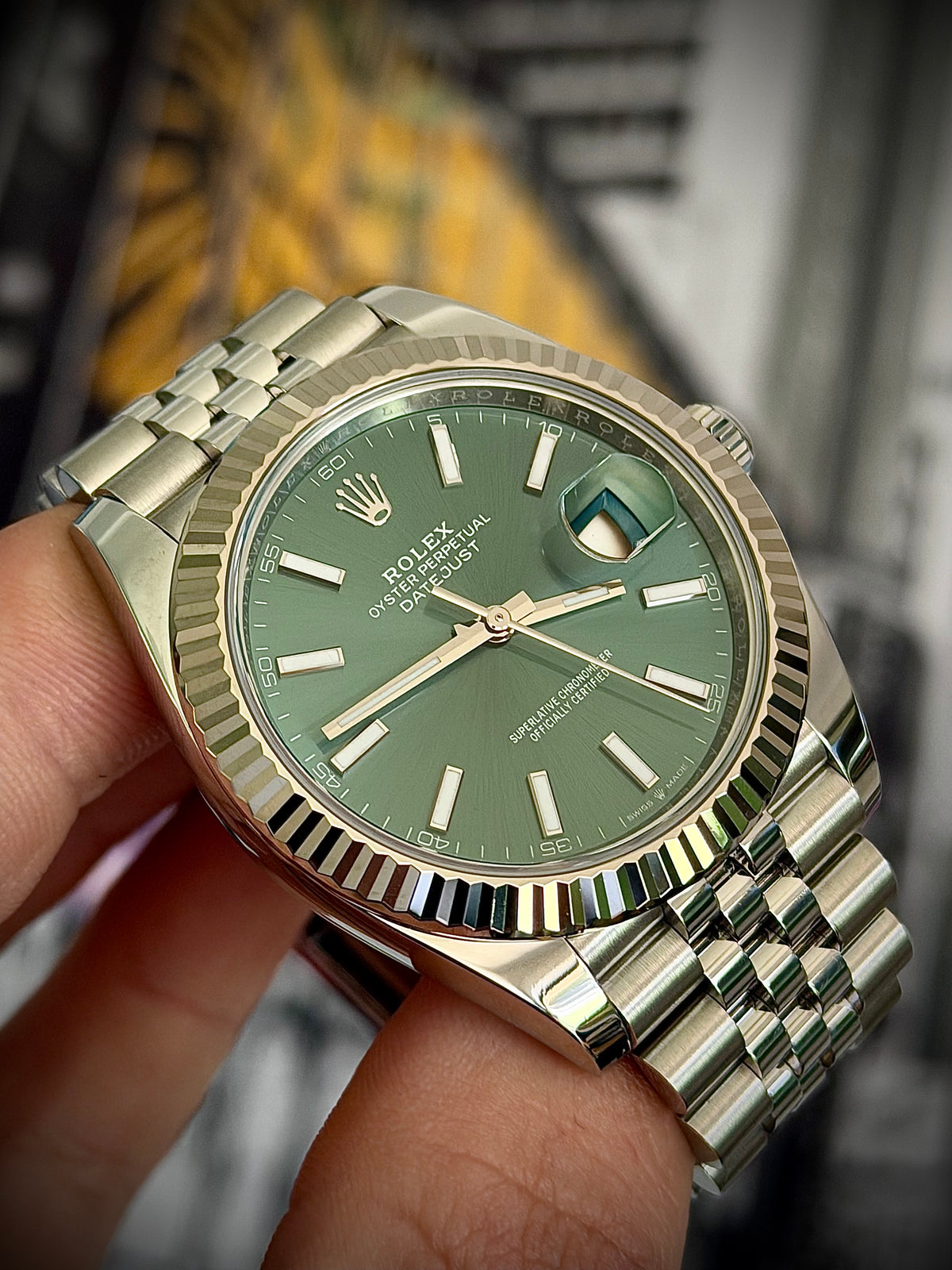 2026 ROLEX DATEJUST 41, 126334, MINT GREEN DIAL, FLUTED BEZEL, JUBILEE BRACELET, FULL SET, INC GST