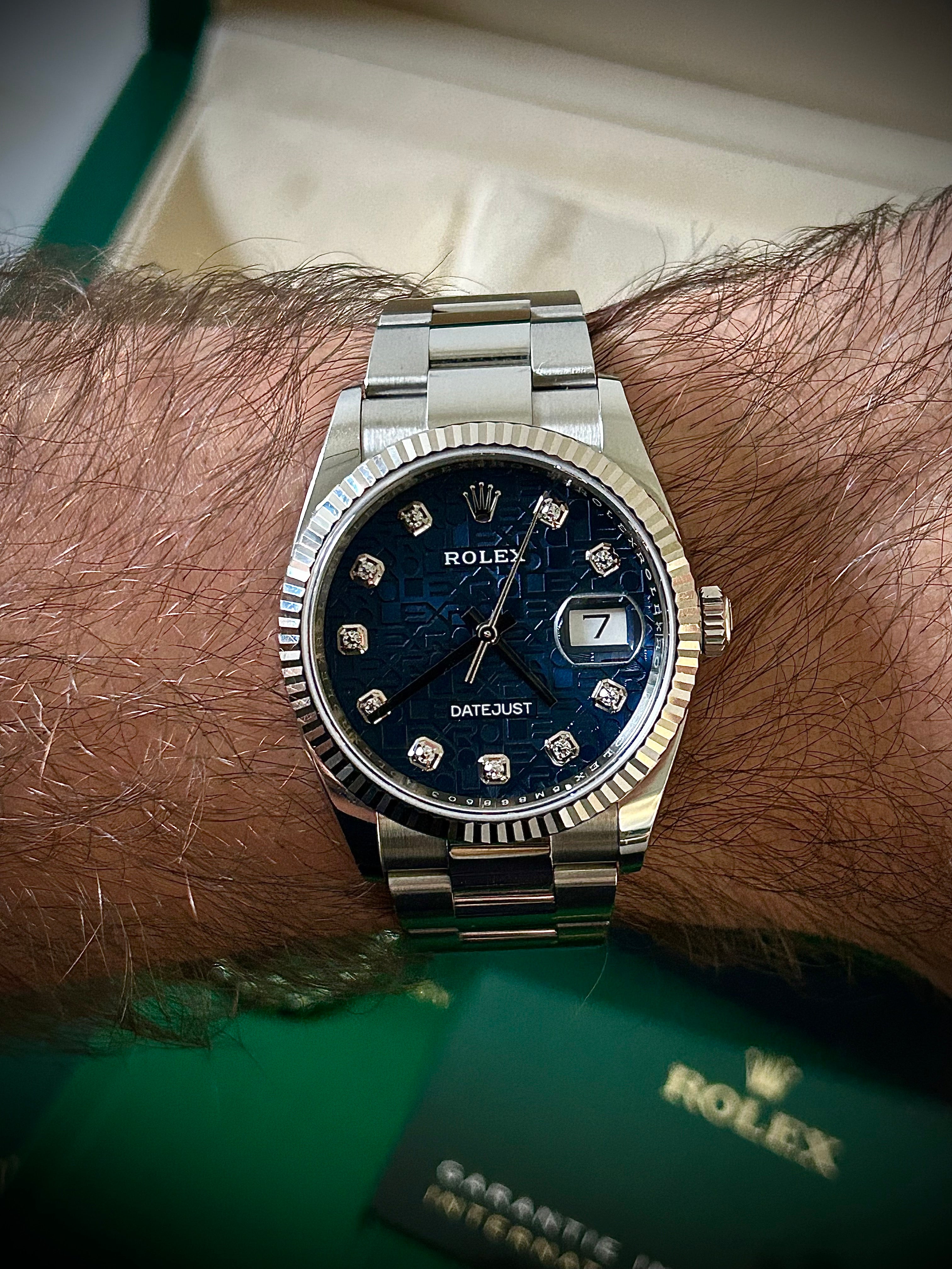 2020 ROLEX DATEJUST 36, 126234, BLUE DIAMOND COMPUTER DIAL, FULL SET, INC GST