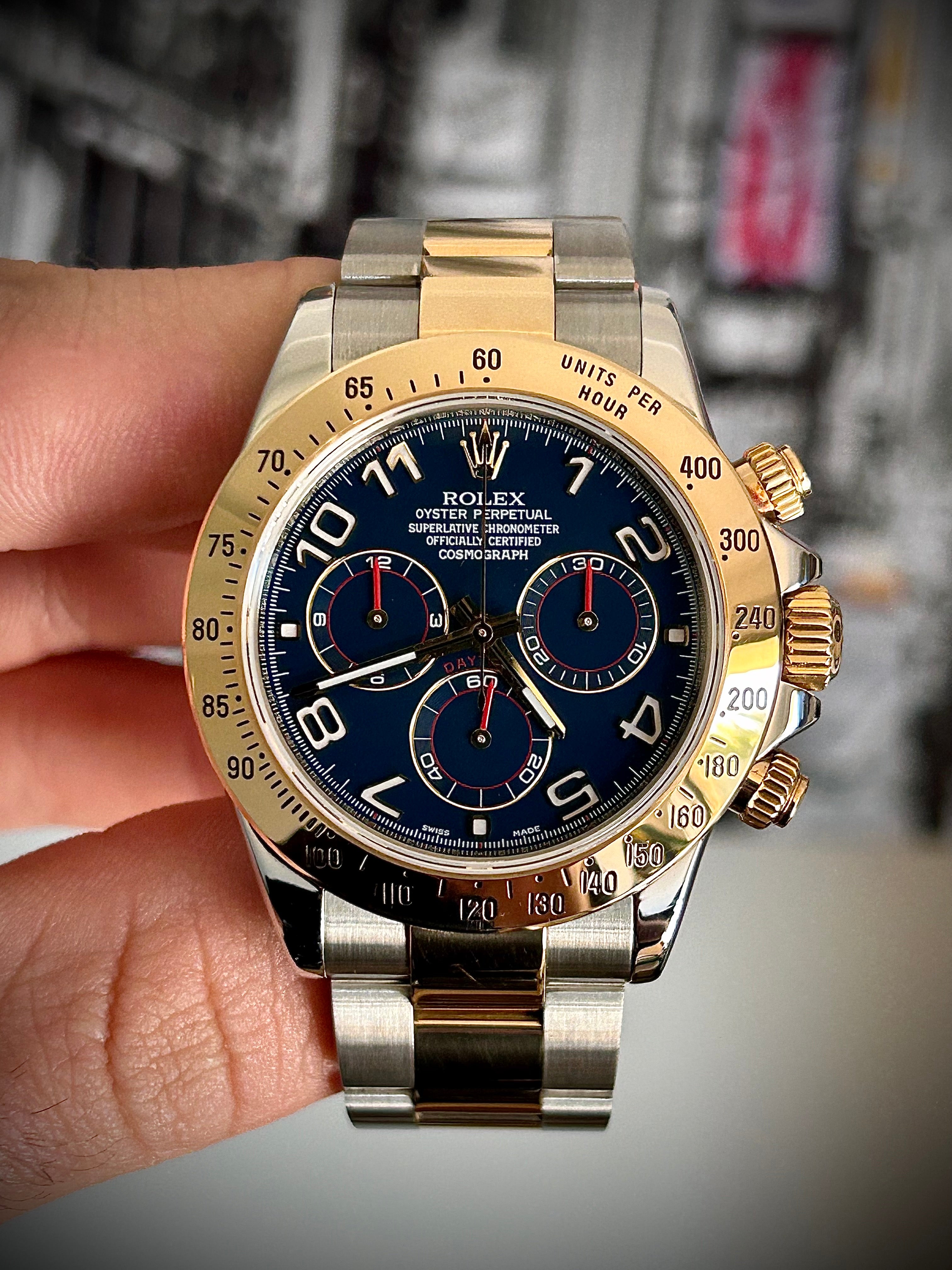 2009 ROLEX COSMOGRAPH DAYTONA, BLUE MASERATI DIAL 116523, FULL SET, INC GST
