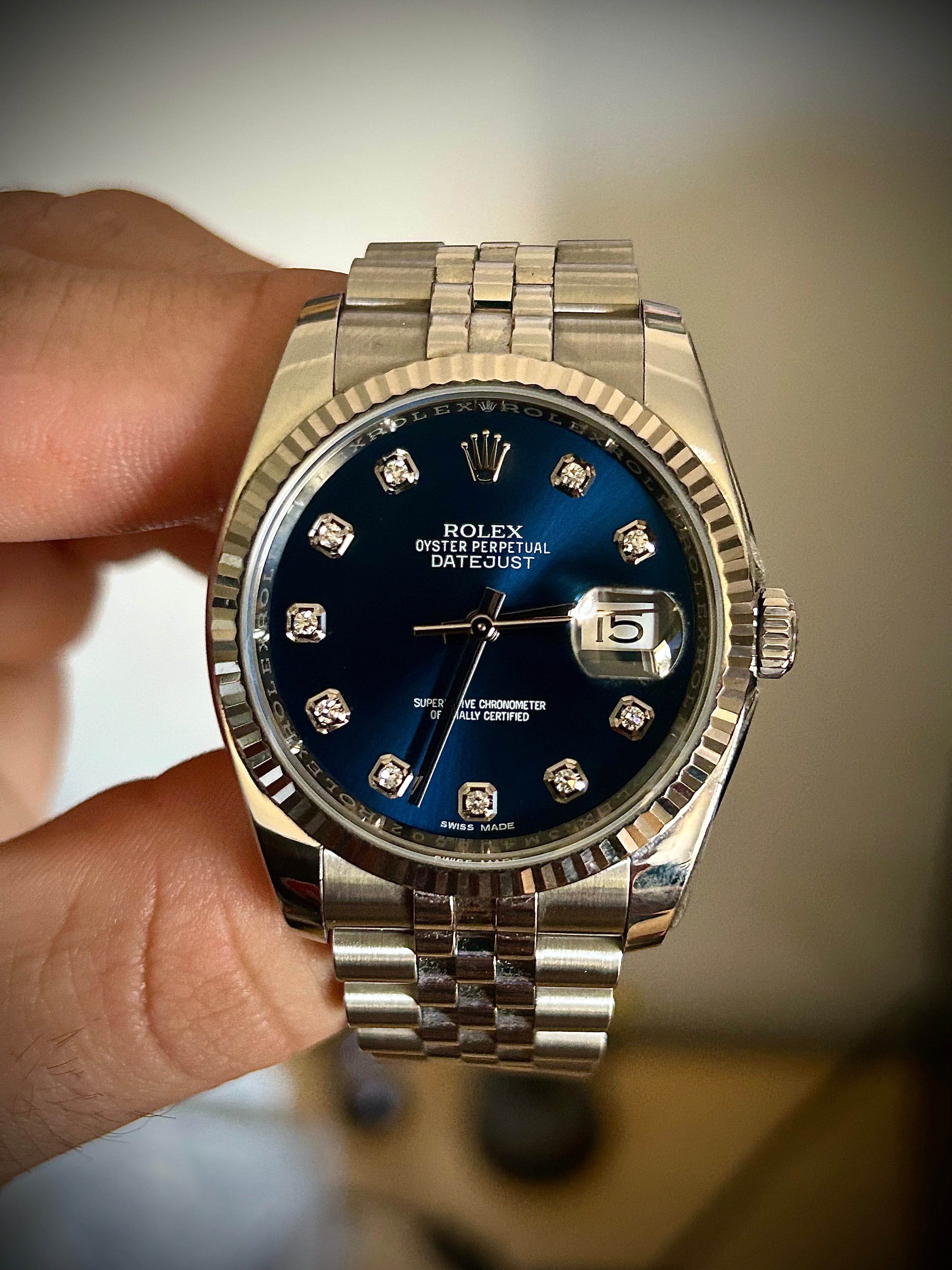 2017 ROLEX DATEJUST 36, 116234, BLUE DIAMOND DIAL, FULL SET, INC GST