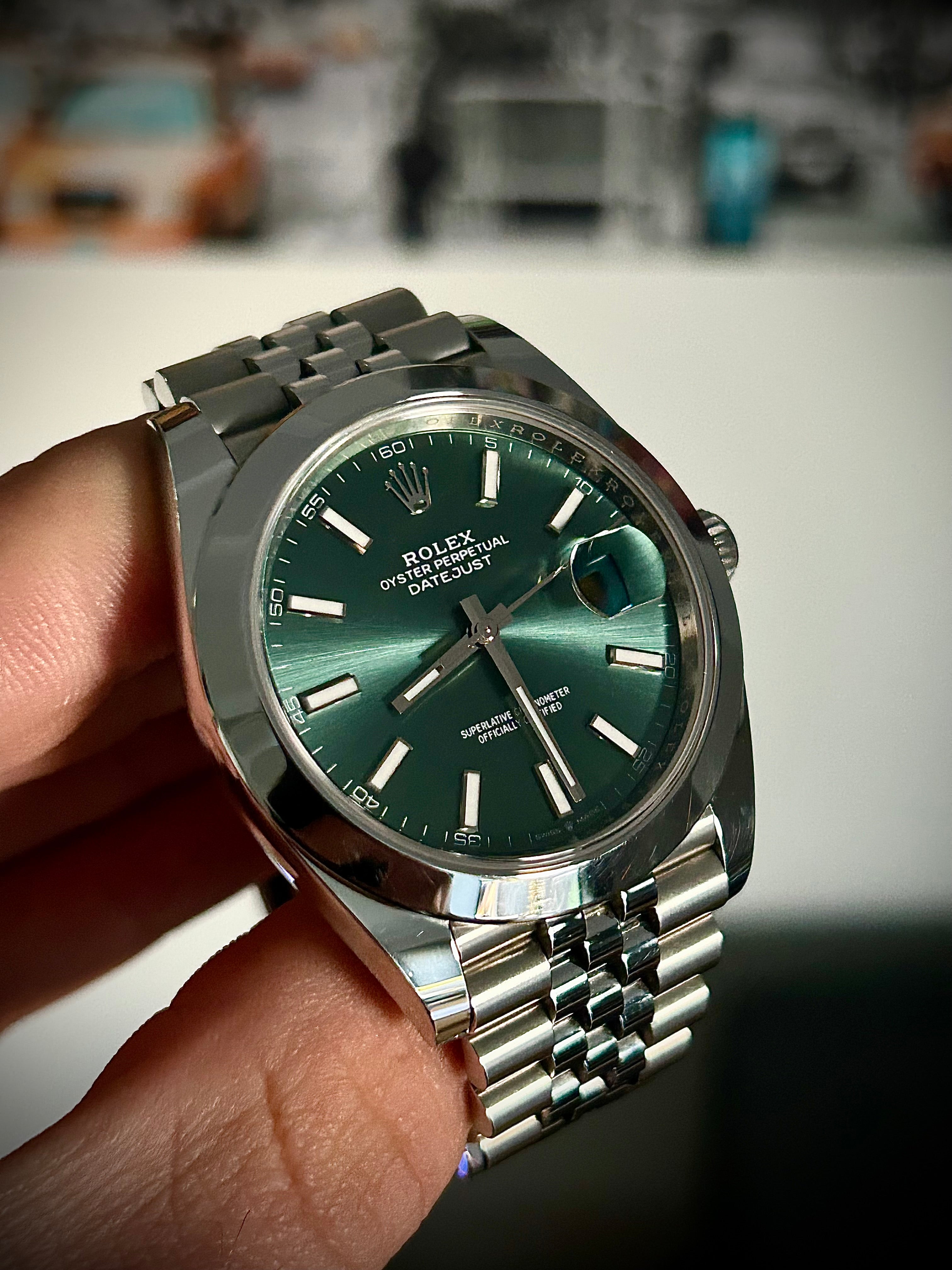 2023 ROLEX DATEJUST 41, MINT GREEN DIAL, 126300, SMOOTH JUBILEE, FULL SET, INC GST