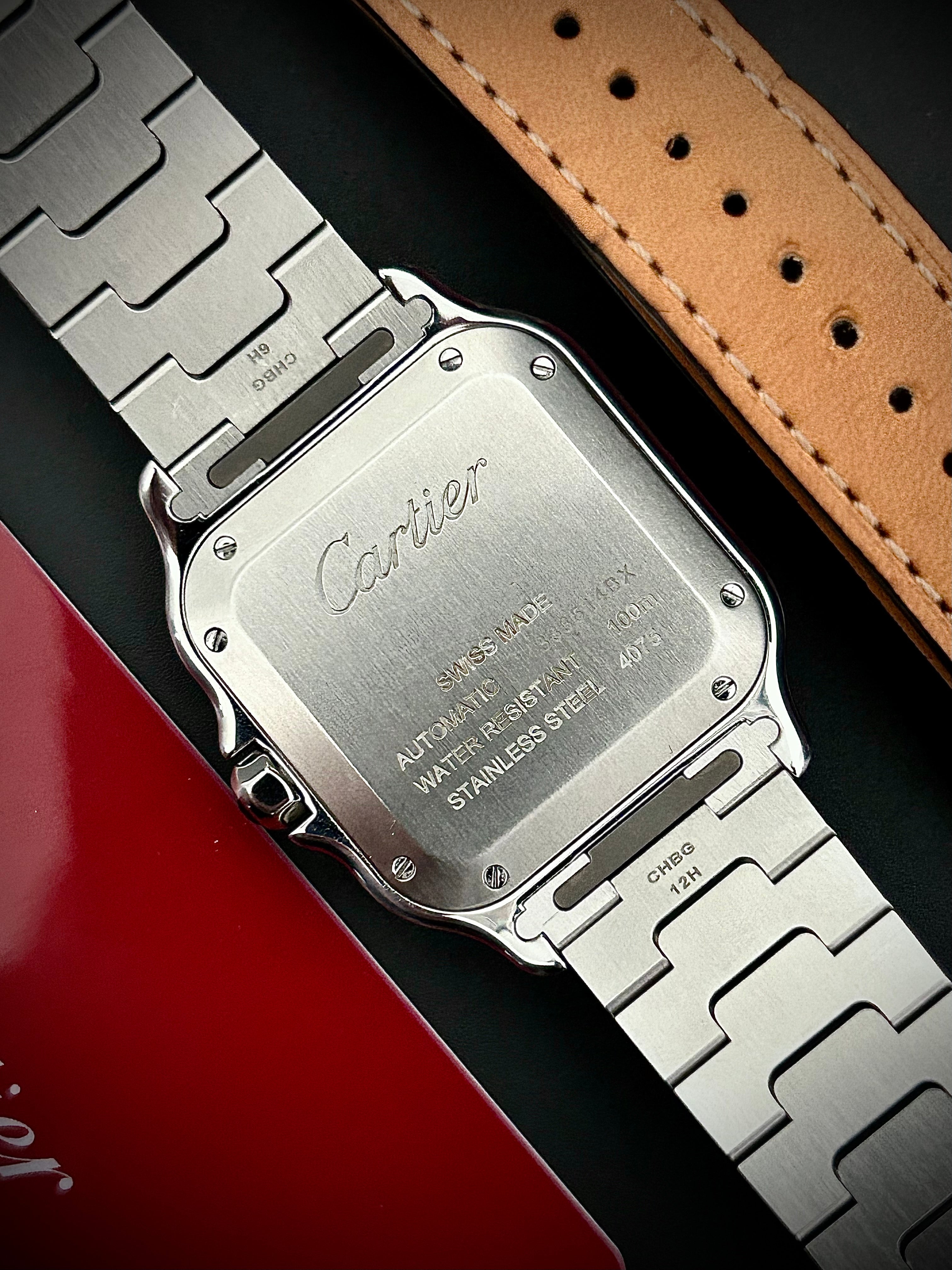 2021 CARTIER SANTOS DE CARTIER MEDIUM, WSSA0029, BOX AND PAPERS, INC GST