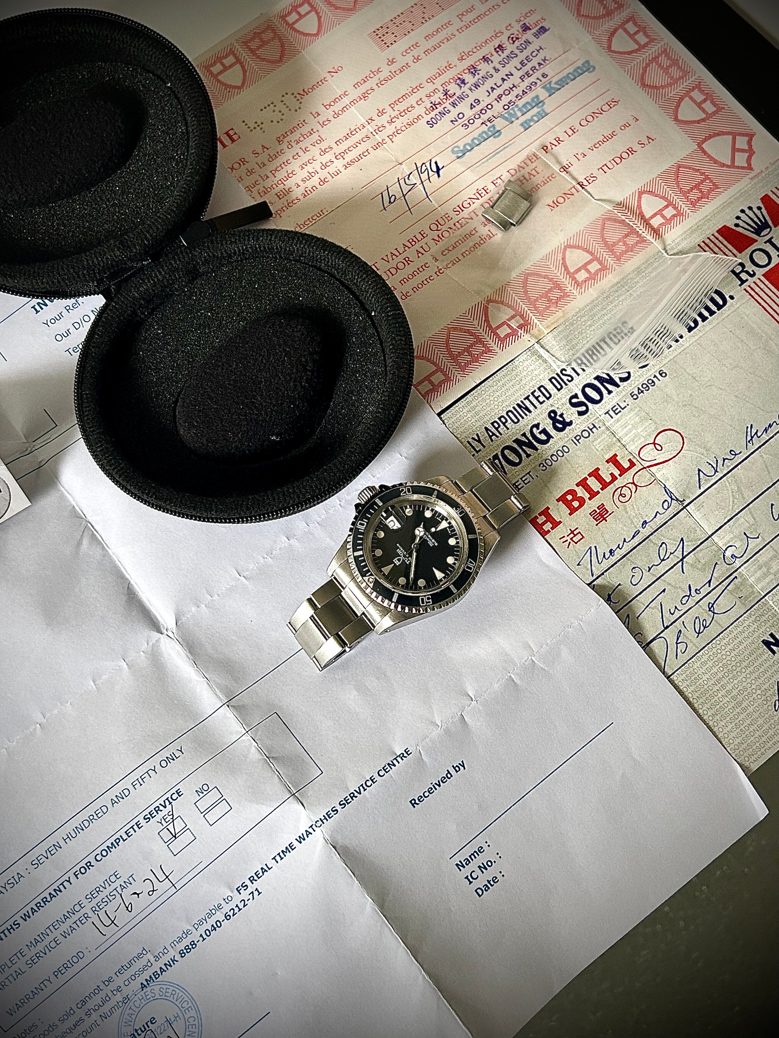 1994 TUDOR SUBMARINER, 79090, WATCH AND PAPERS, FULLY SERVICED, INC GST