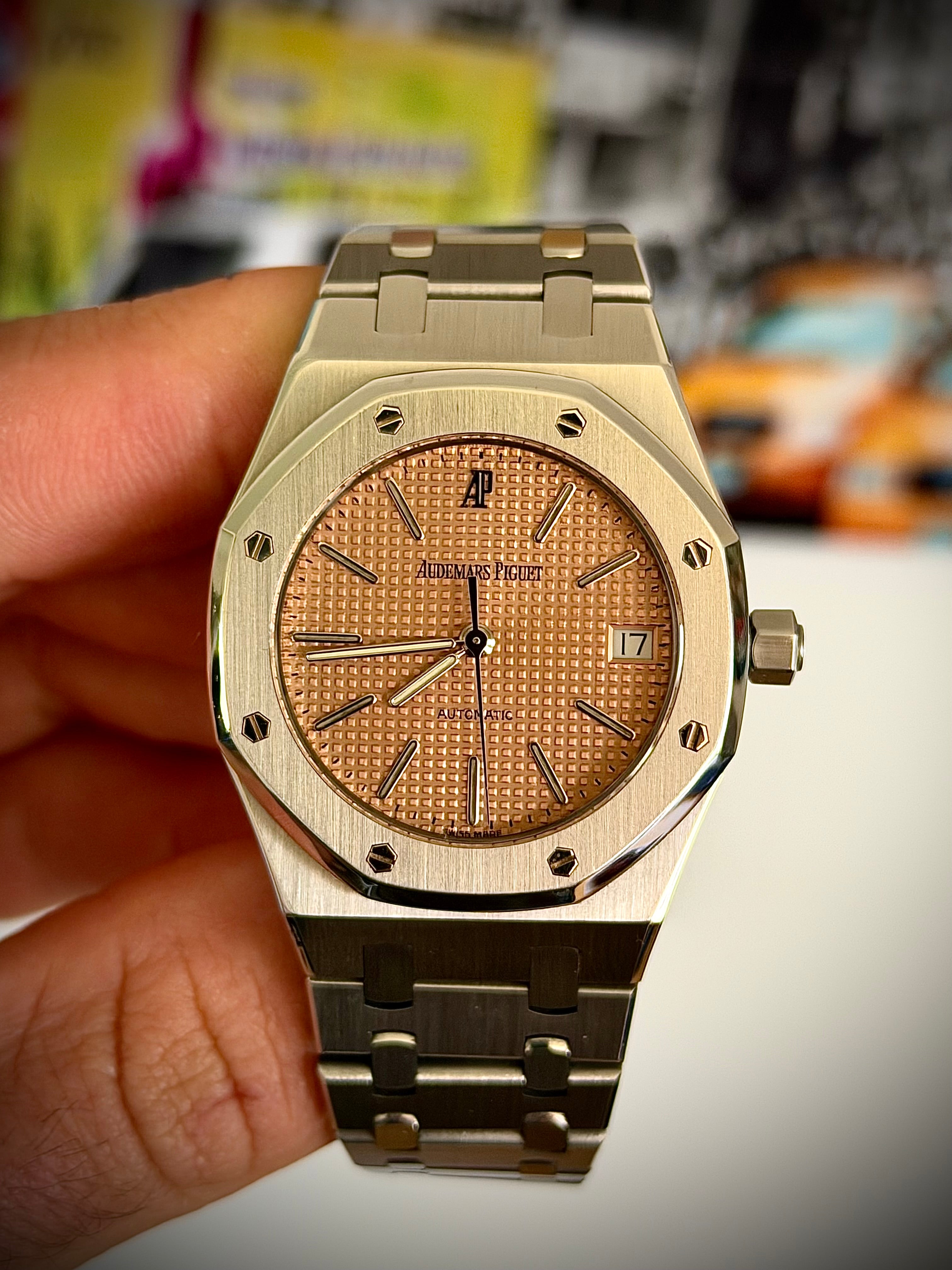 1999 AUDEMARS PIGUET ROYAL OAK 14790ST 36MM SALMON DIAL, FULL SET, INC GST