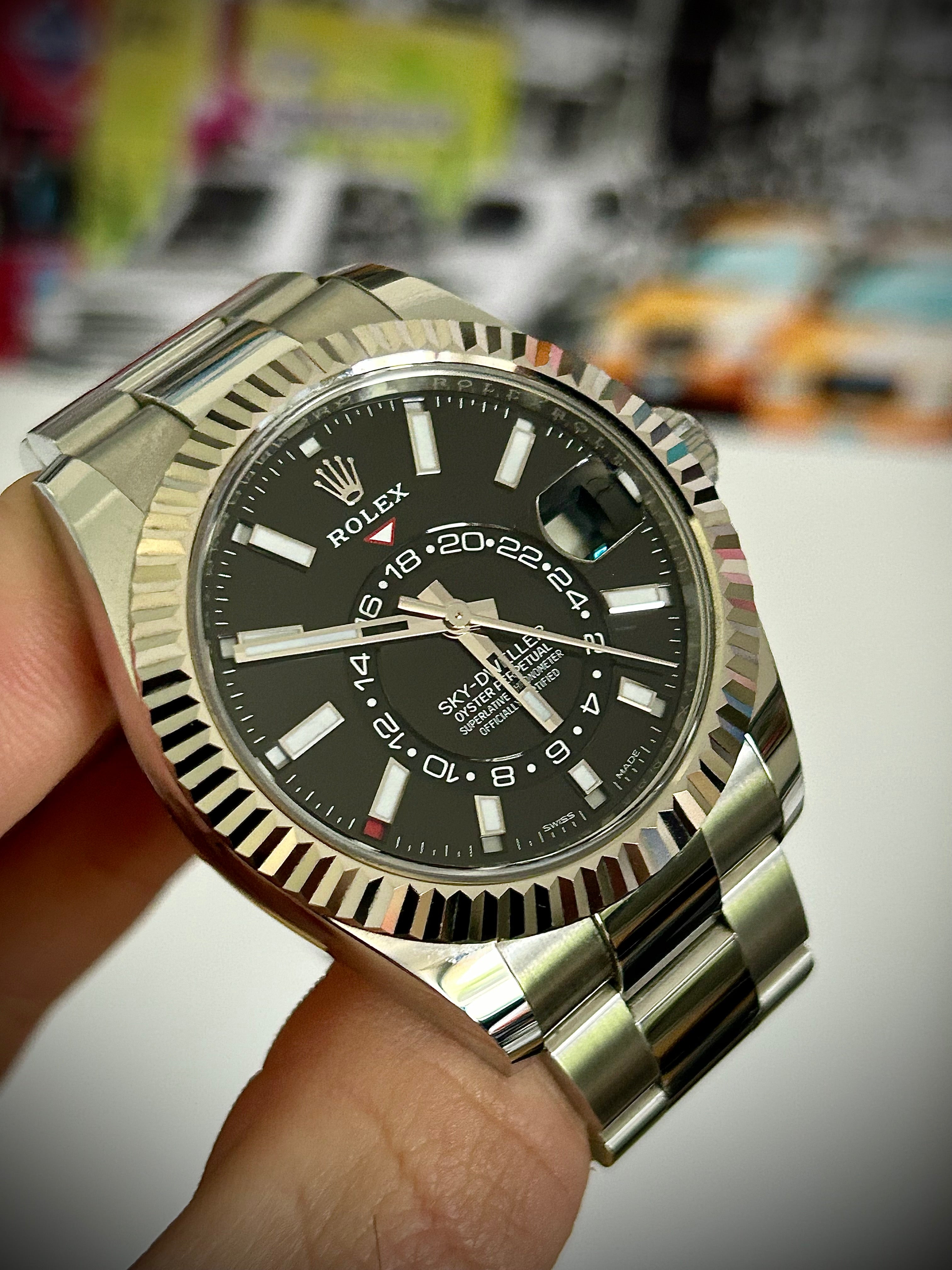 2022 ROLEX SKY DWELLER, BLACK DIAL, OYSTER, 326934, FULL SET, INC GST