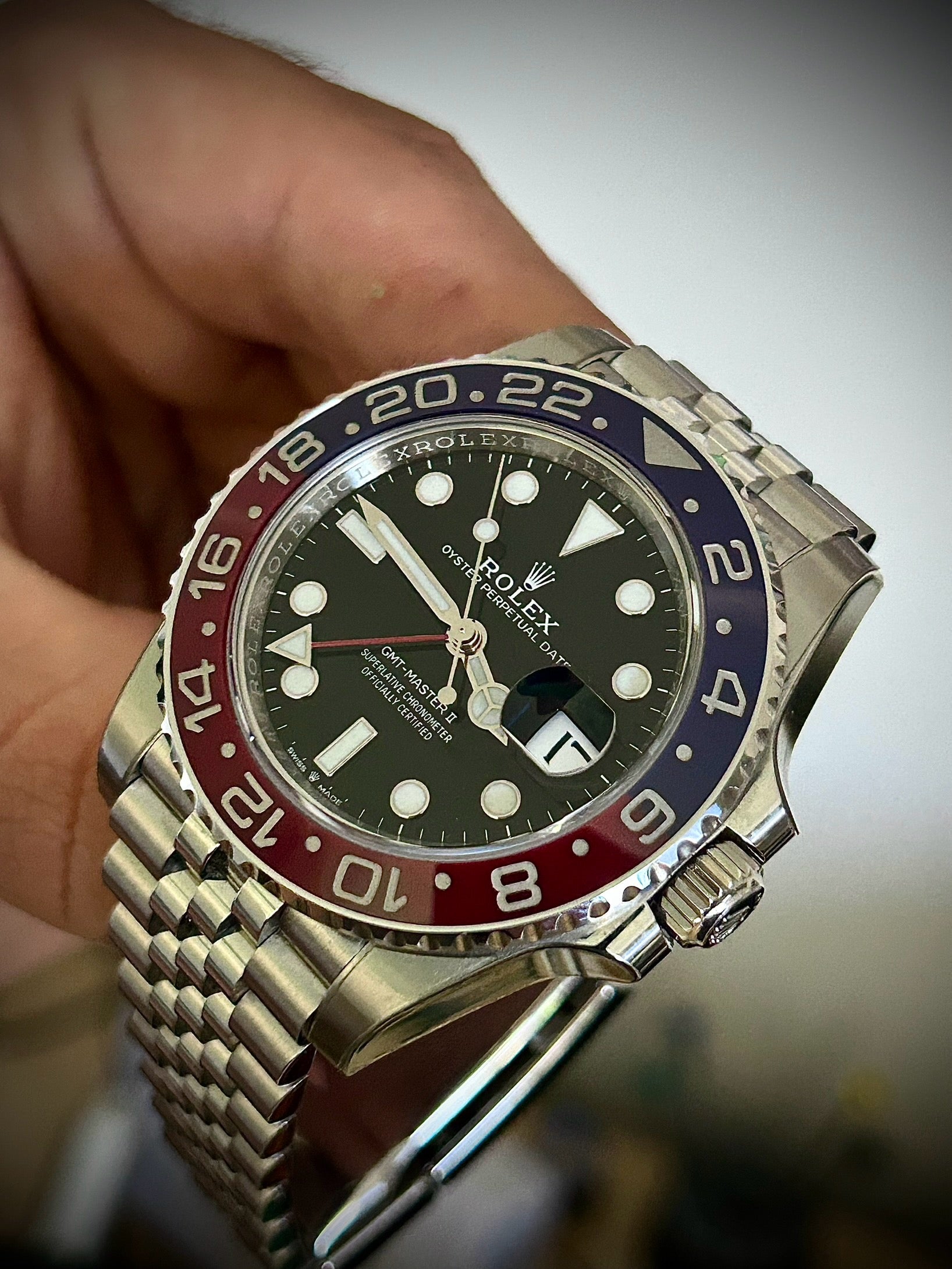 2022 ROLEX GMT MASTER II, PEPSI, 126710BLRO, FULL SET, INC GST