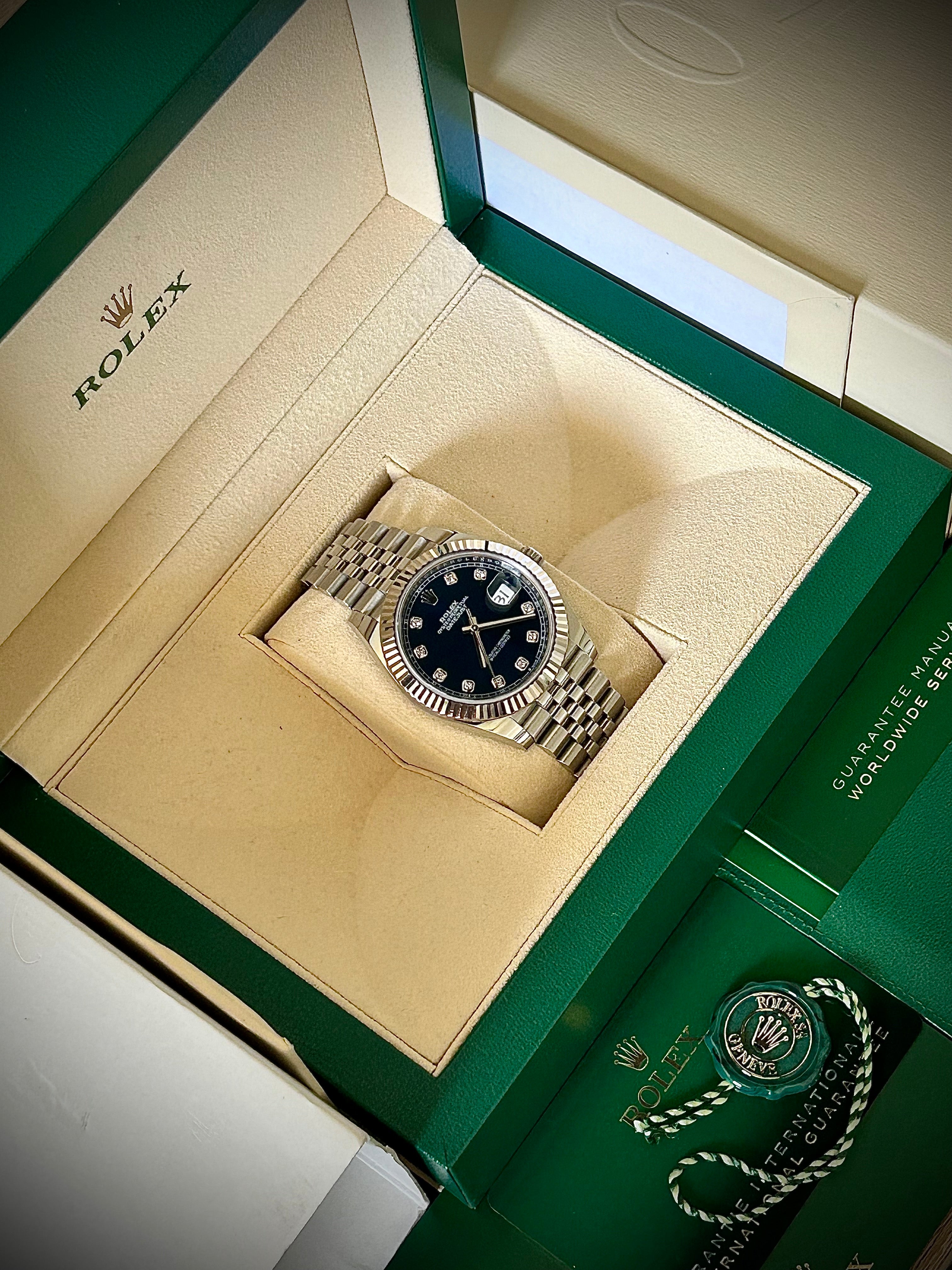 2021 ROLEX DATEJUST 41, BLUE DIAMOND DIAL, 126334, FULL SET, INC GST