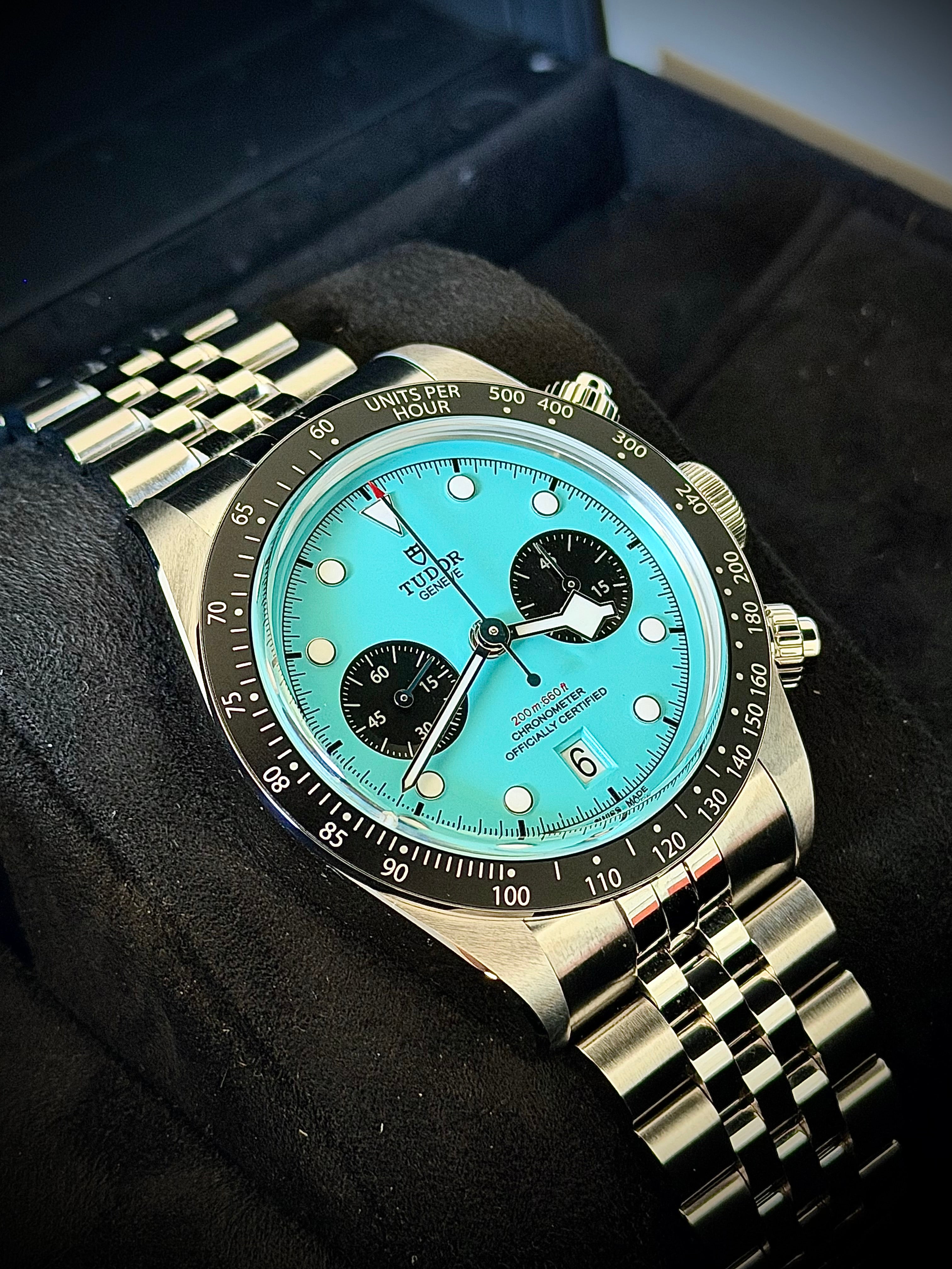 2026 TUDOR BLACK BAY CHRONOGRAPH “FLAMINGO BLUE”, FULL SET, INC GST