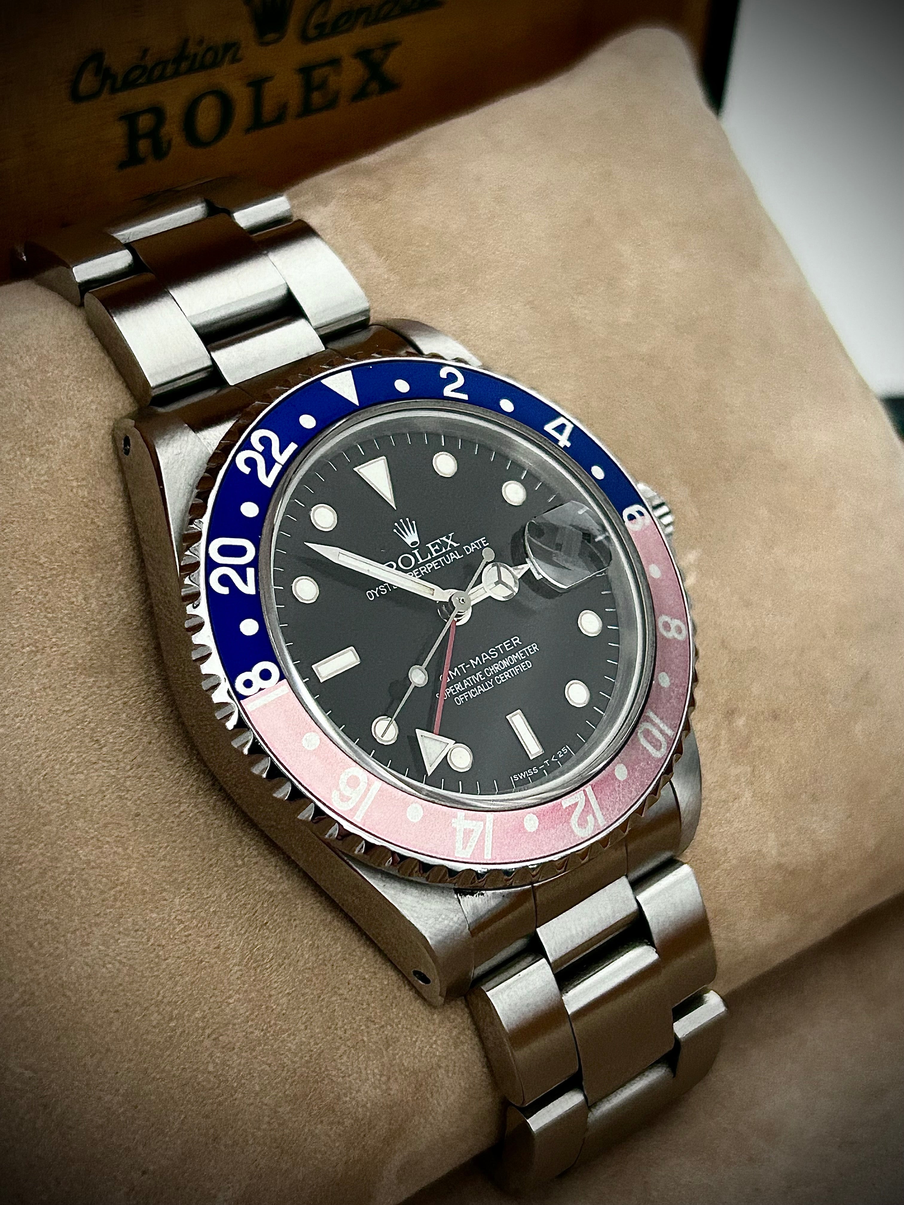 1991 ROLEX GMT MASTER, FADED PEPSI, 16700, WATCH AND BOX INC GST
