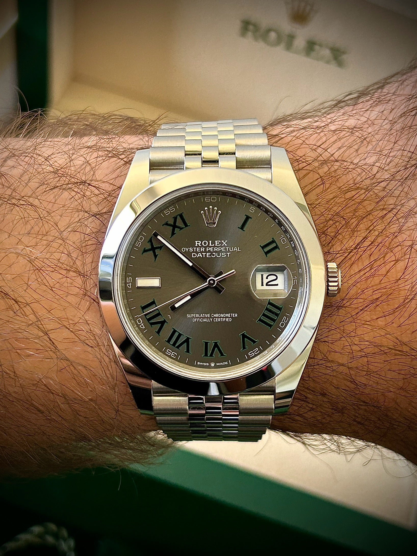 2024 ROLEX DATEJUST 41 WIMBLEDON, 126300, FULL SET, INC GST