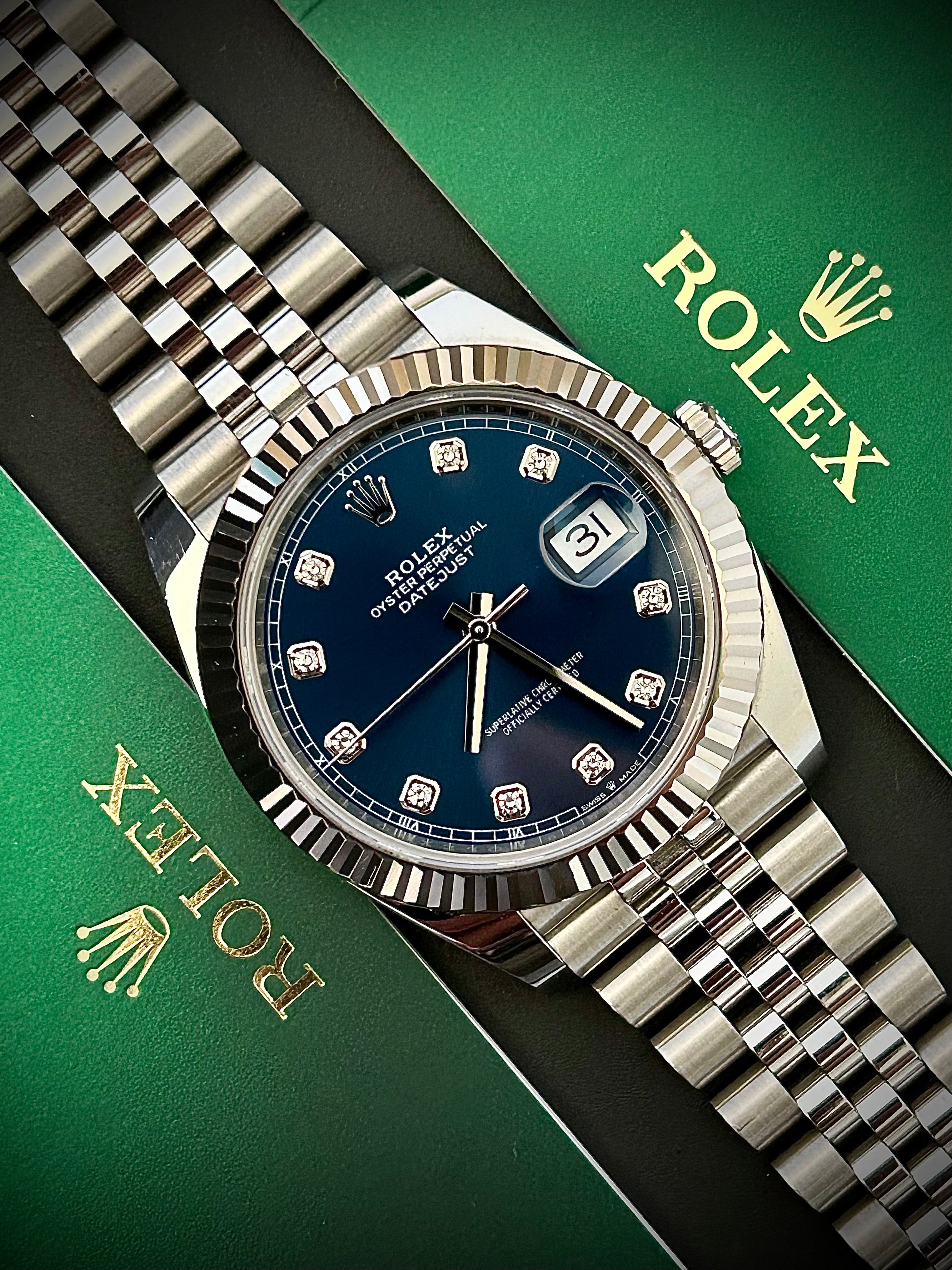 2021 ROLEX DATEJUST 41, BLUE DIAMOND DIAL, 126334, FULL SET, INC GST