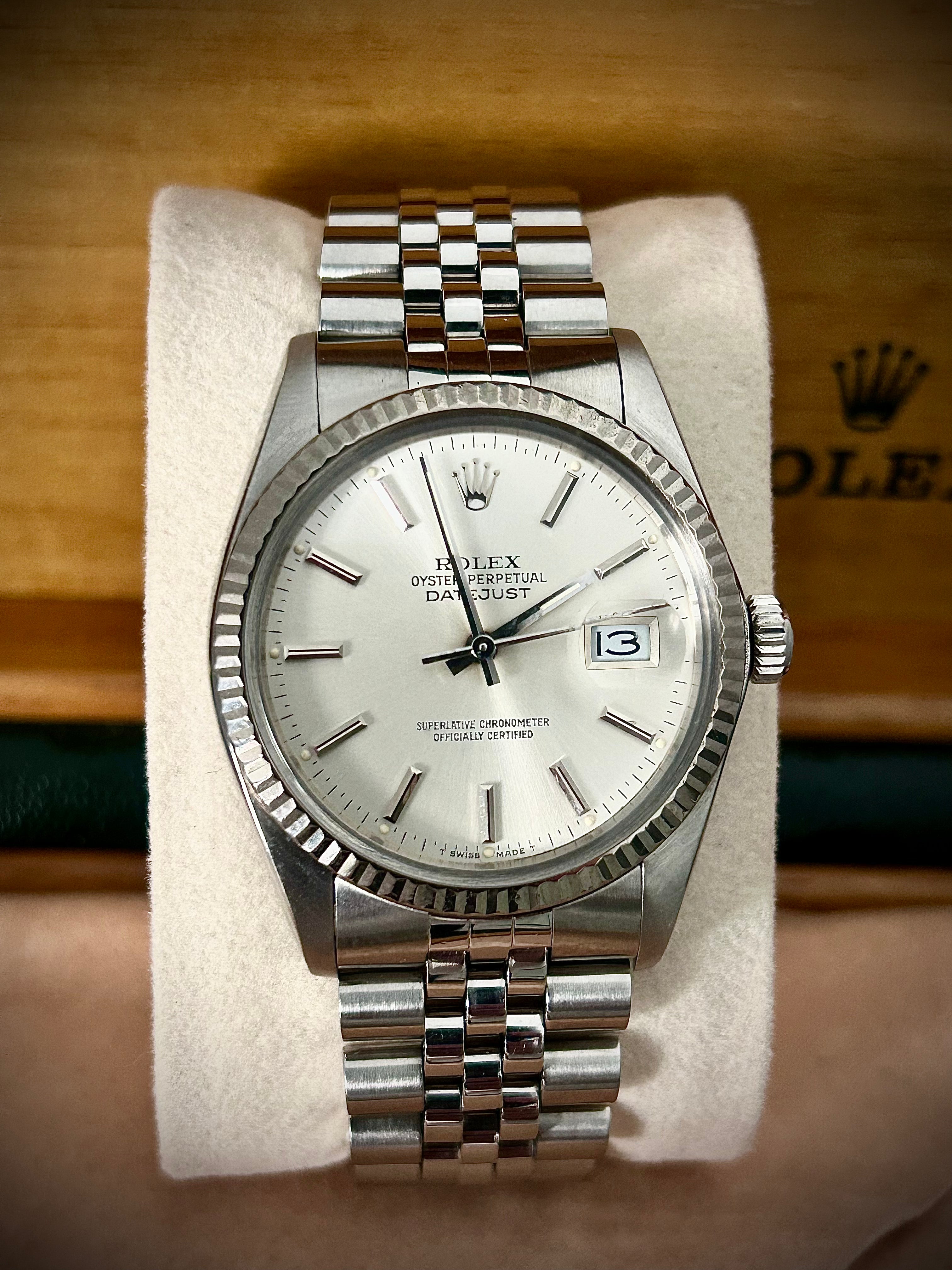1985 ROLEX DATEJUST 36, 16014, BOX RSC SERVICE PAPERWORK
