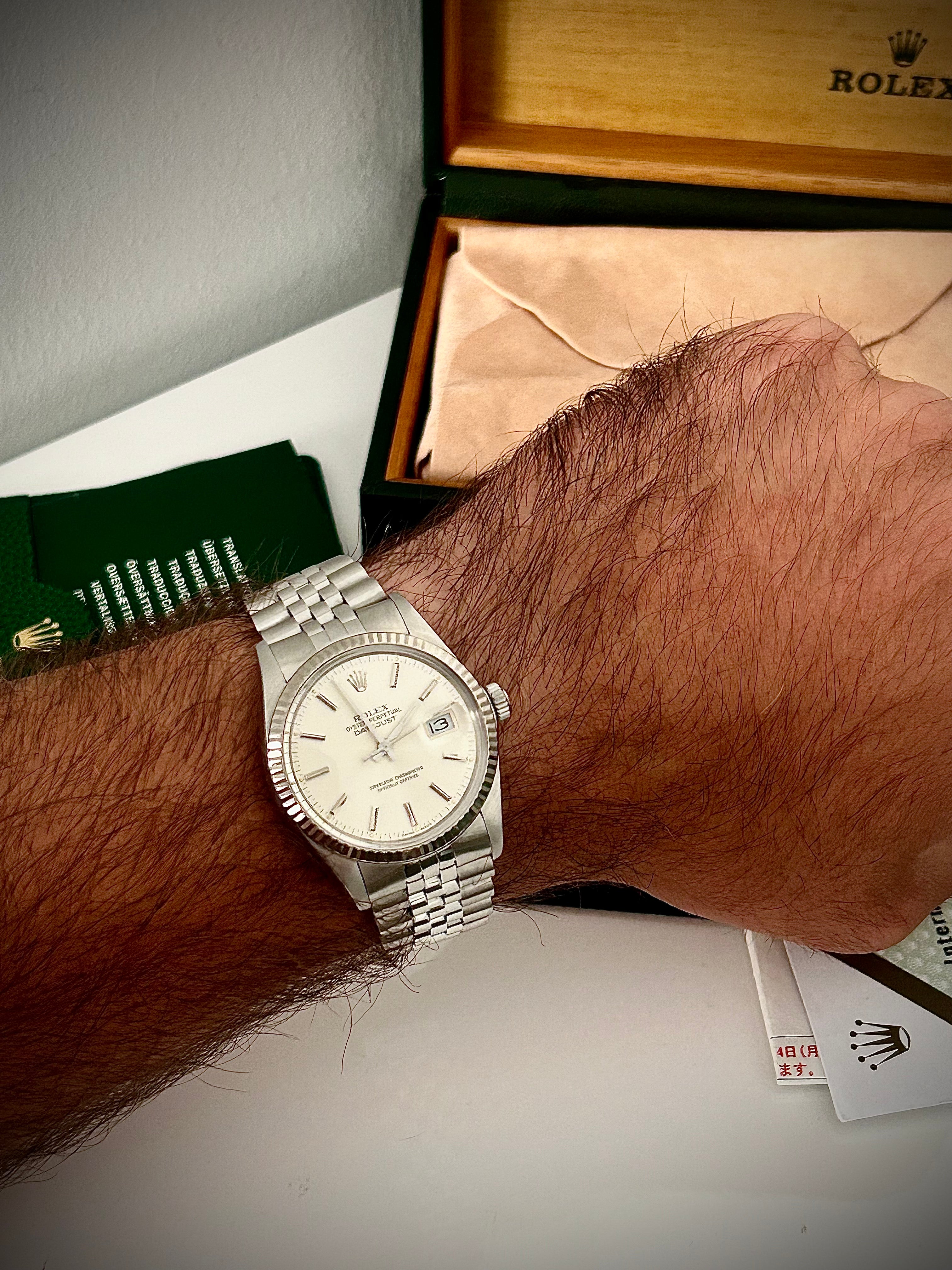 1985 ROLEX DATEJUST 36, 16014, BOX RSC SERVICE PAPERWORK