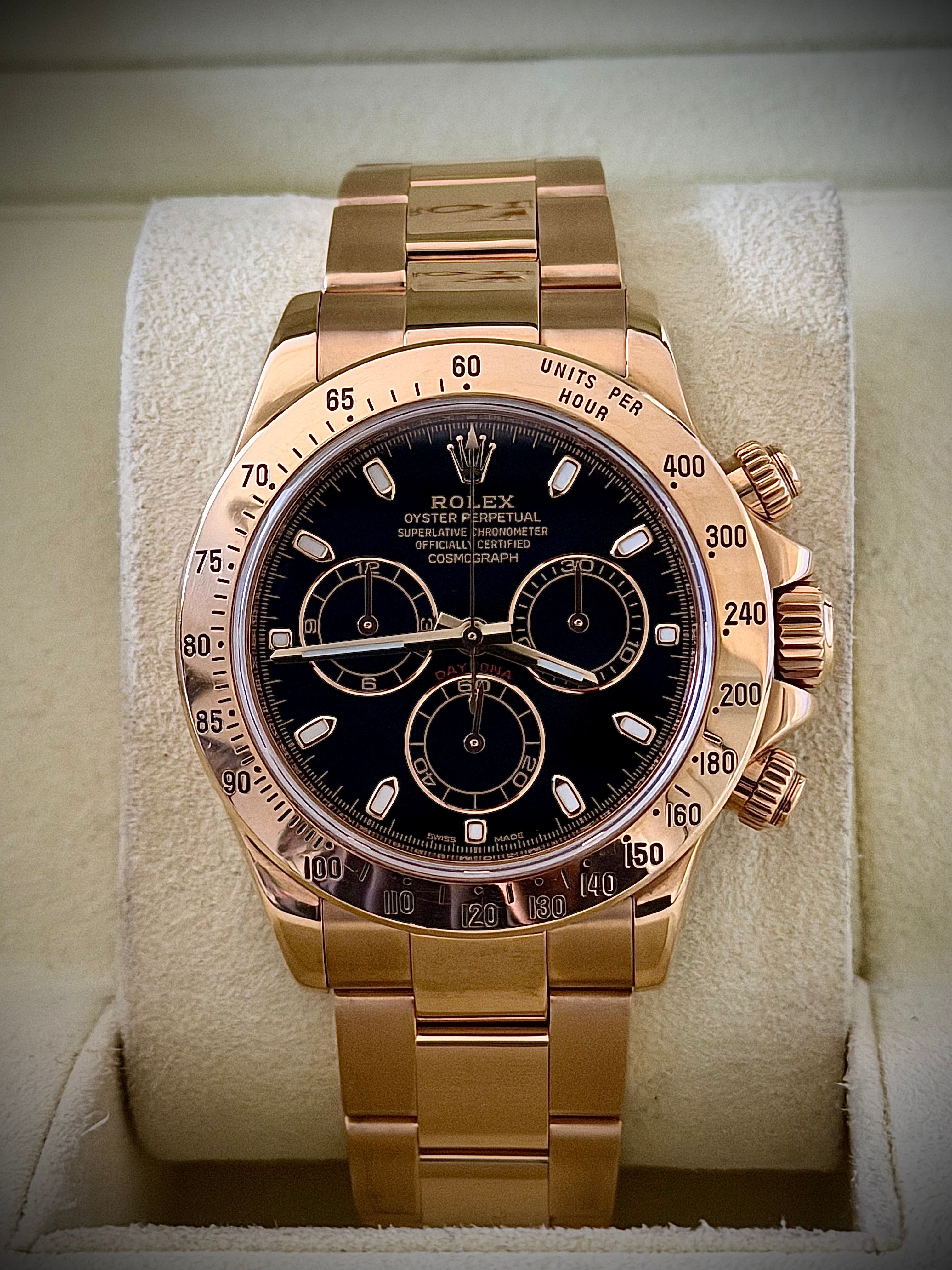 2014 ROLEX DAYTONA, FULL YELLOW GOLD, 116528, BOX AND PAPERS, INC GST