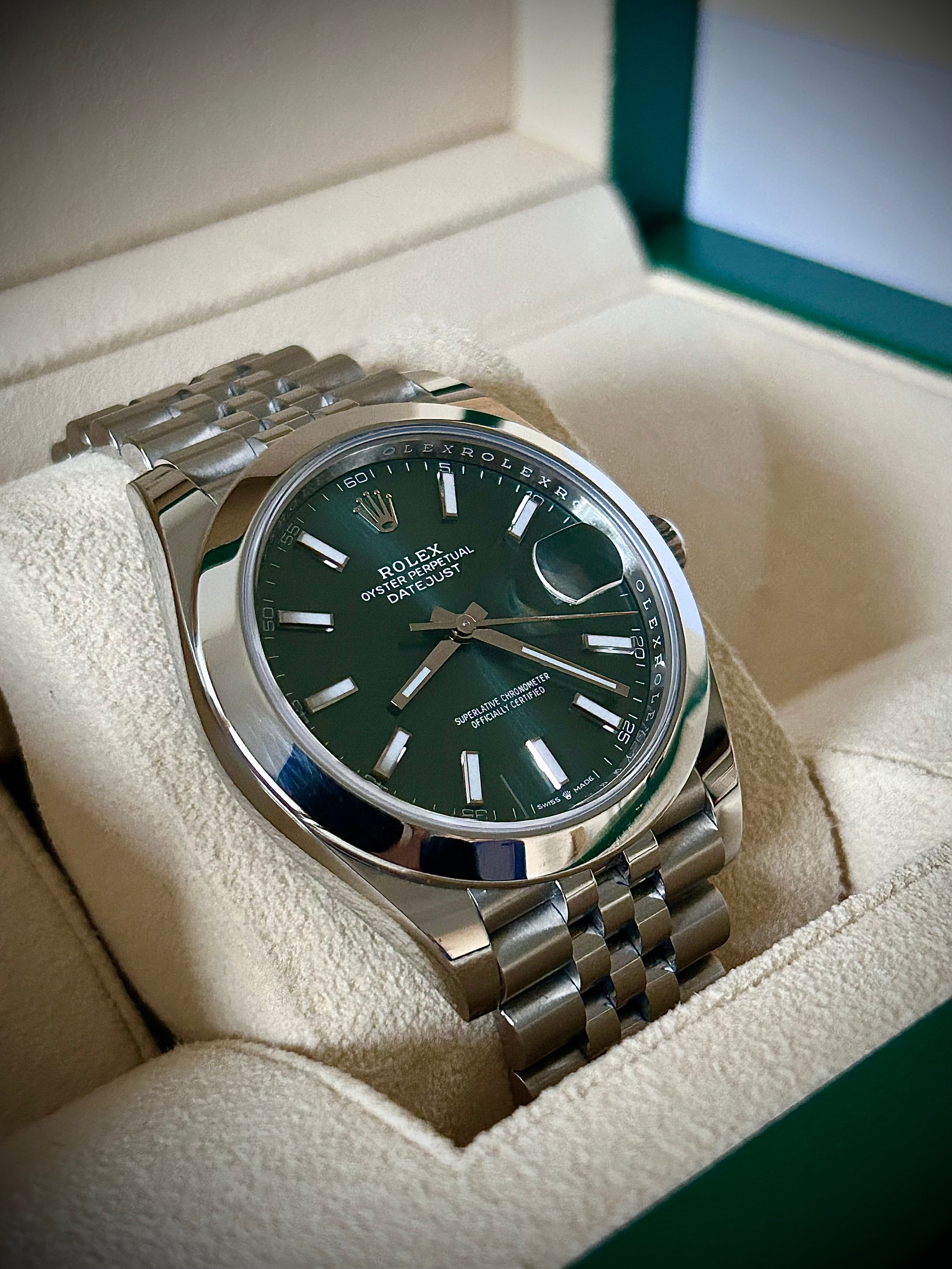 2023 ROLEX DATEJUST 41, MINT GREEN DIAL, 126300, SMOOTH JUBILEE, FULL SET, INC GST