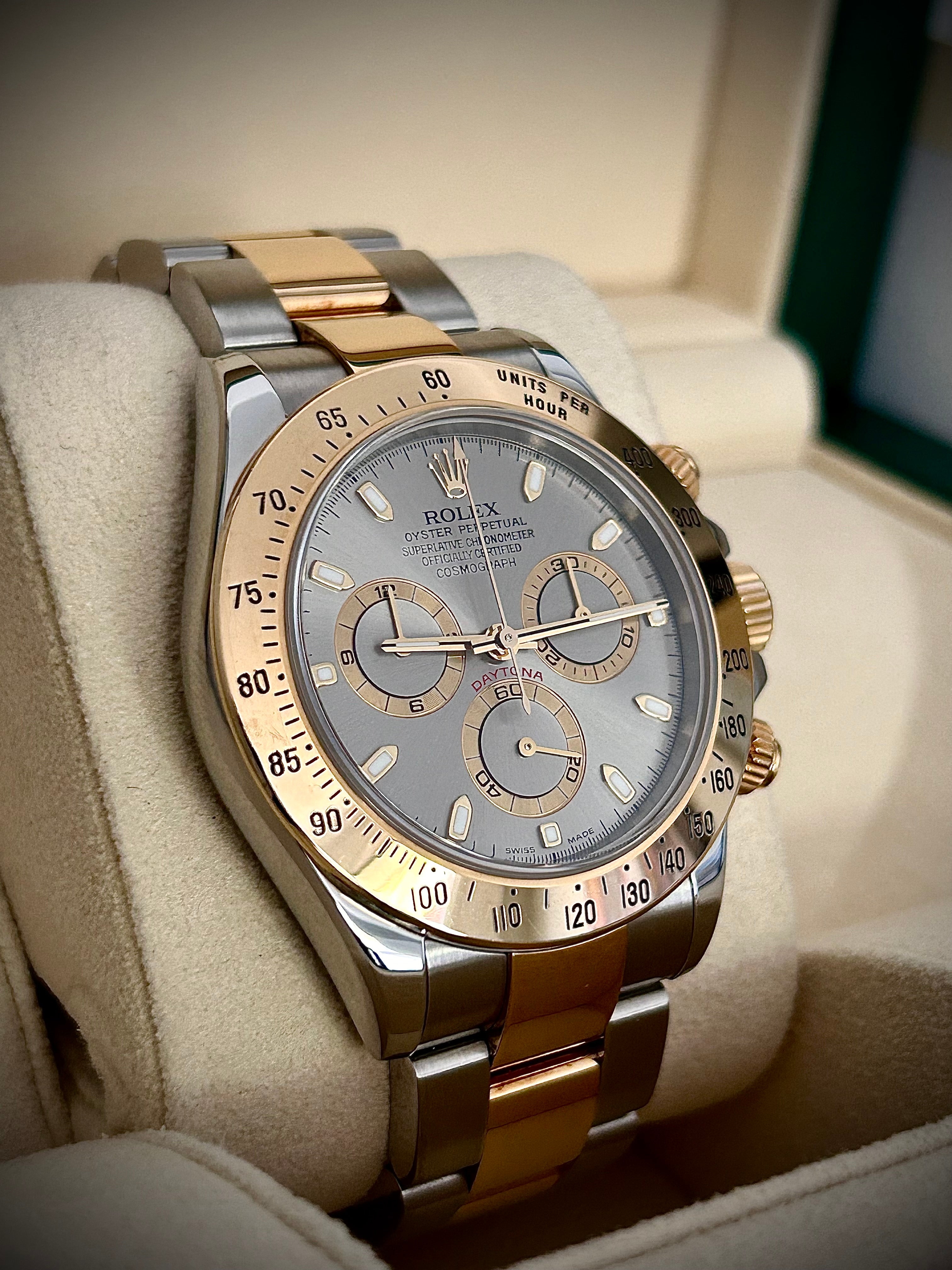 2004 ROLEX COSMOGRAPH DAYTONA, SLATE DIAL, 116523, FULL SET, INC GST