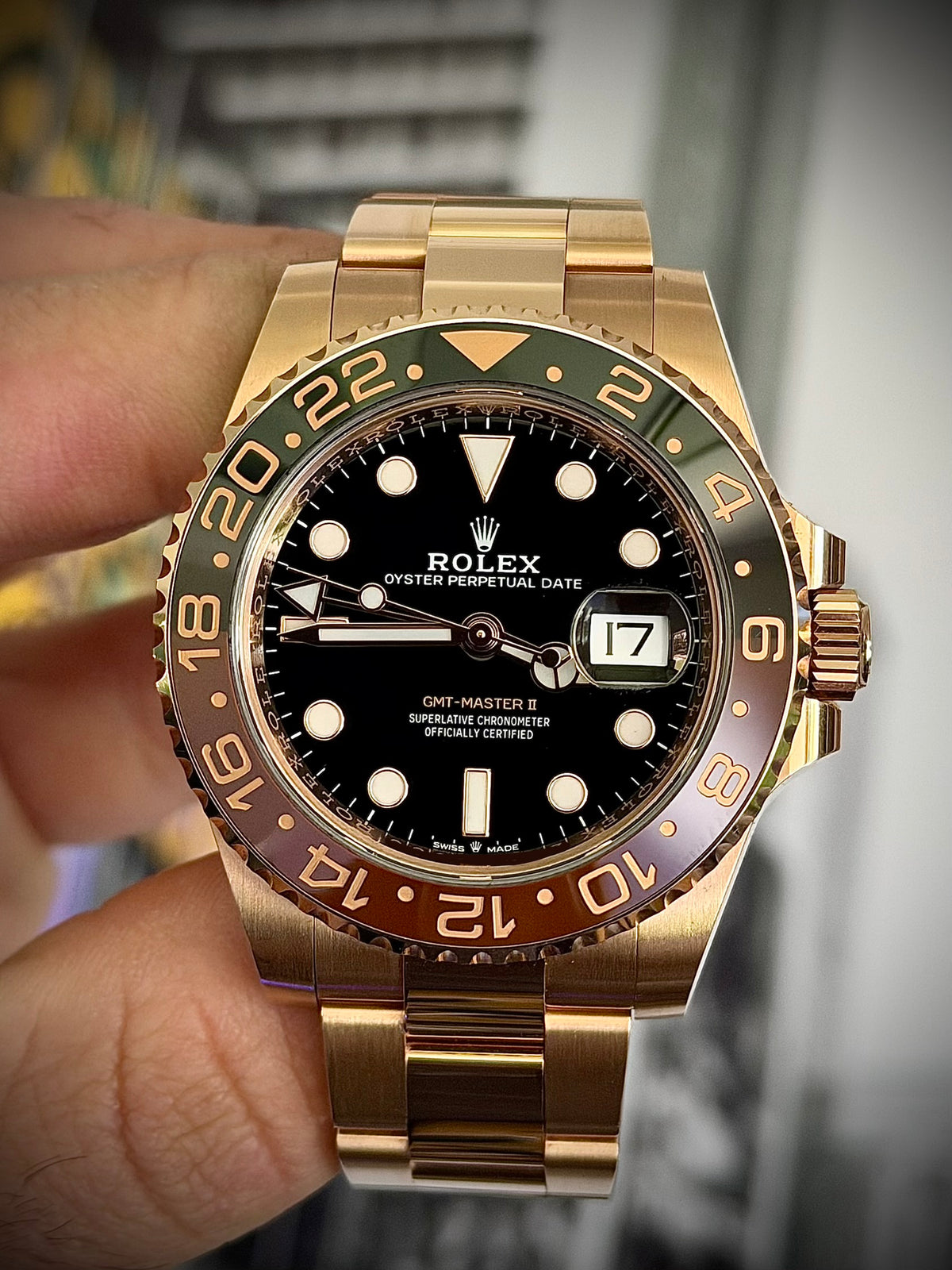 2020 ROLEX GMT-MASTER II “ROOT BEER”, 126715CHNR, 18CT EVEROSE GOLD, FULL SET, EXCELLENT CONDITION, INC GST