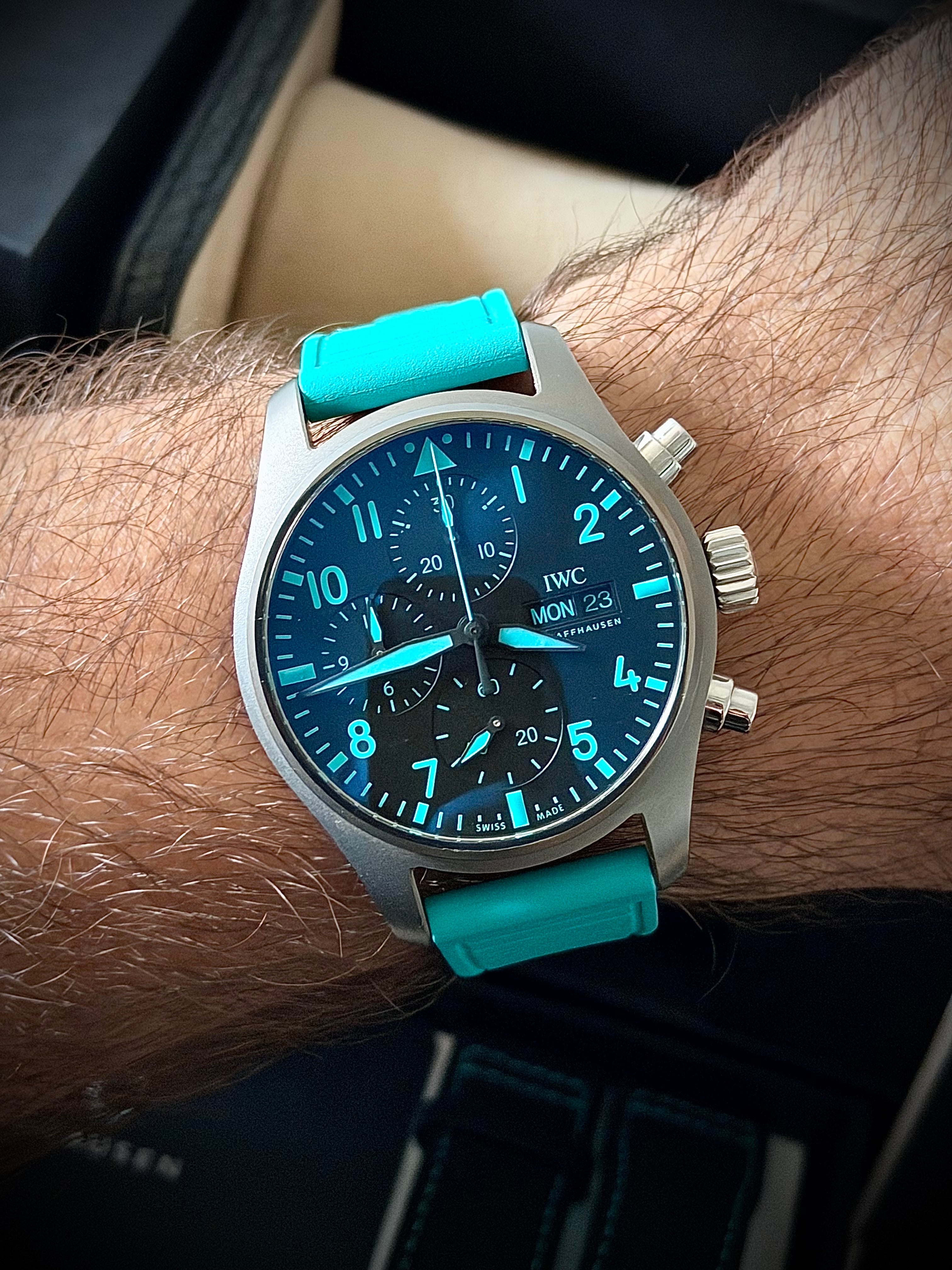 2022 IWC PILOTS WATCH CHRONOGRAPH “MERCEDES-AMG PETRONAS FORMULA ONE TEAM” IW388108, FULL SET, INC GST