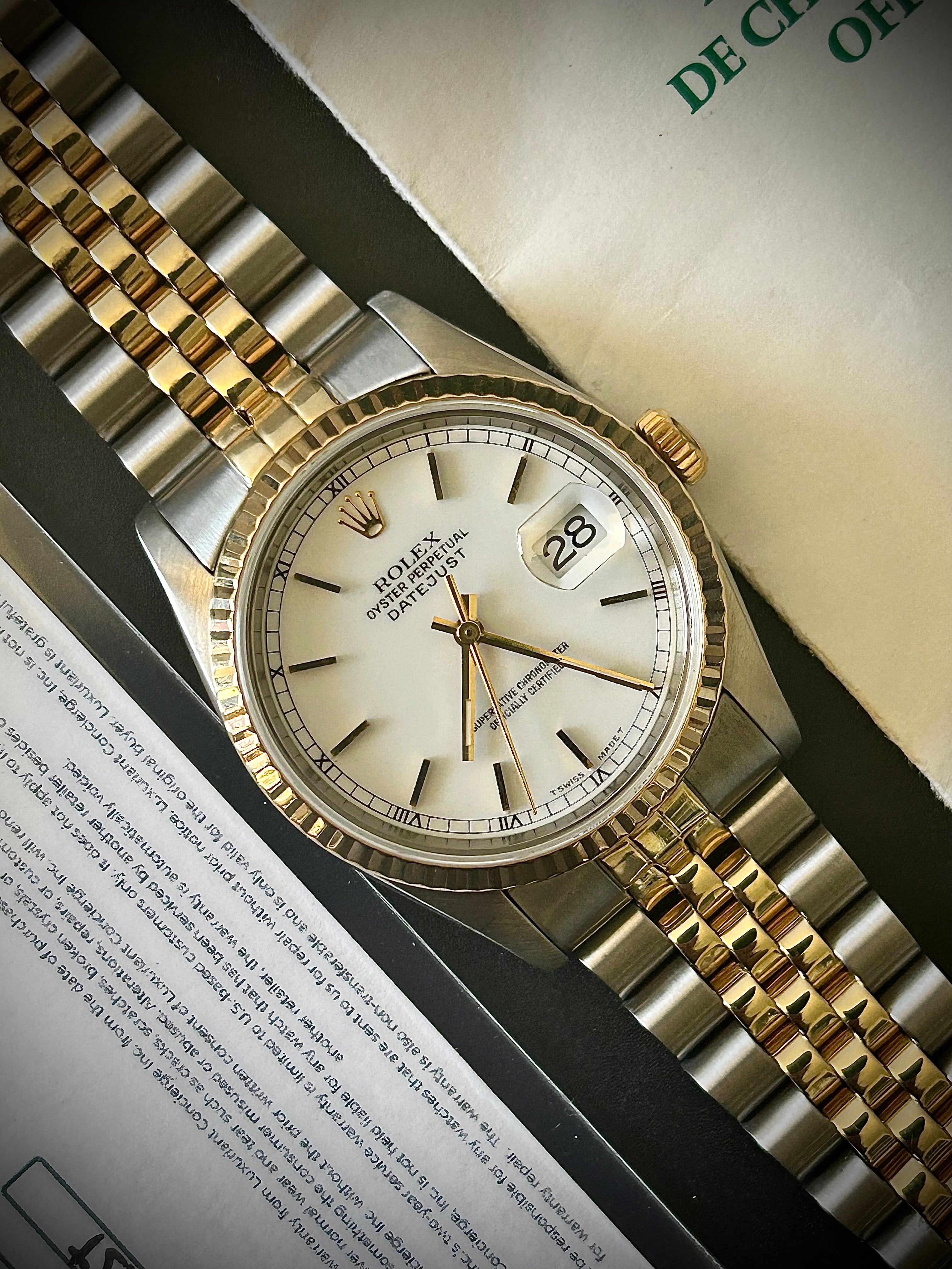 1993 ROLEX DATEJUST 36, 16233, BOX AND PAPERS, INC GST