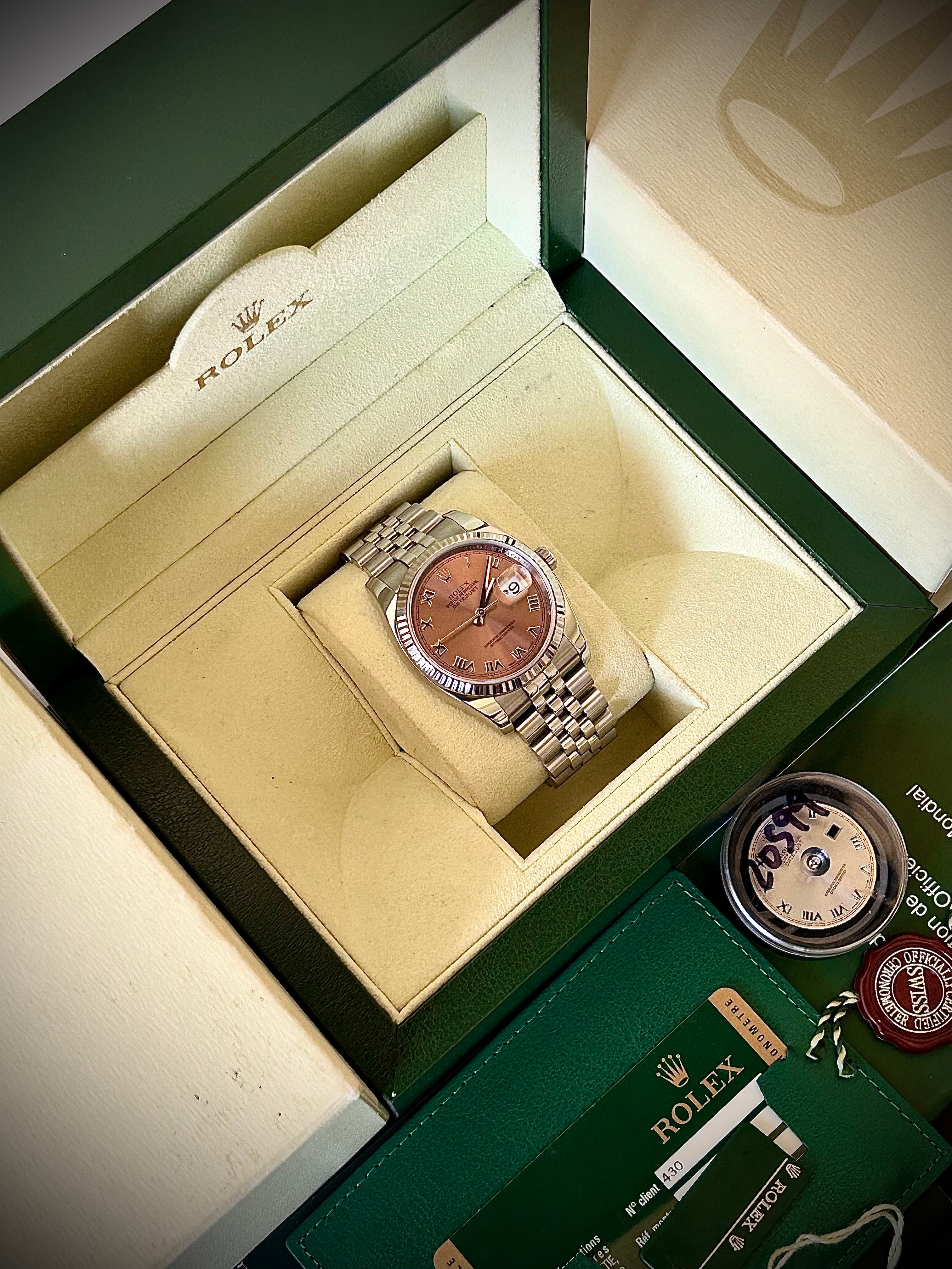 2011 ROLEX DATEJUST 36, 116234, SALMON  DIAL, FULL SET, INC GST
