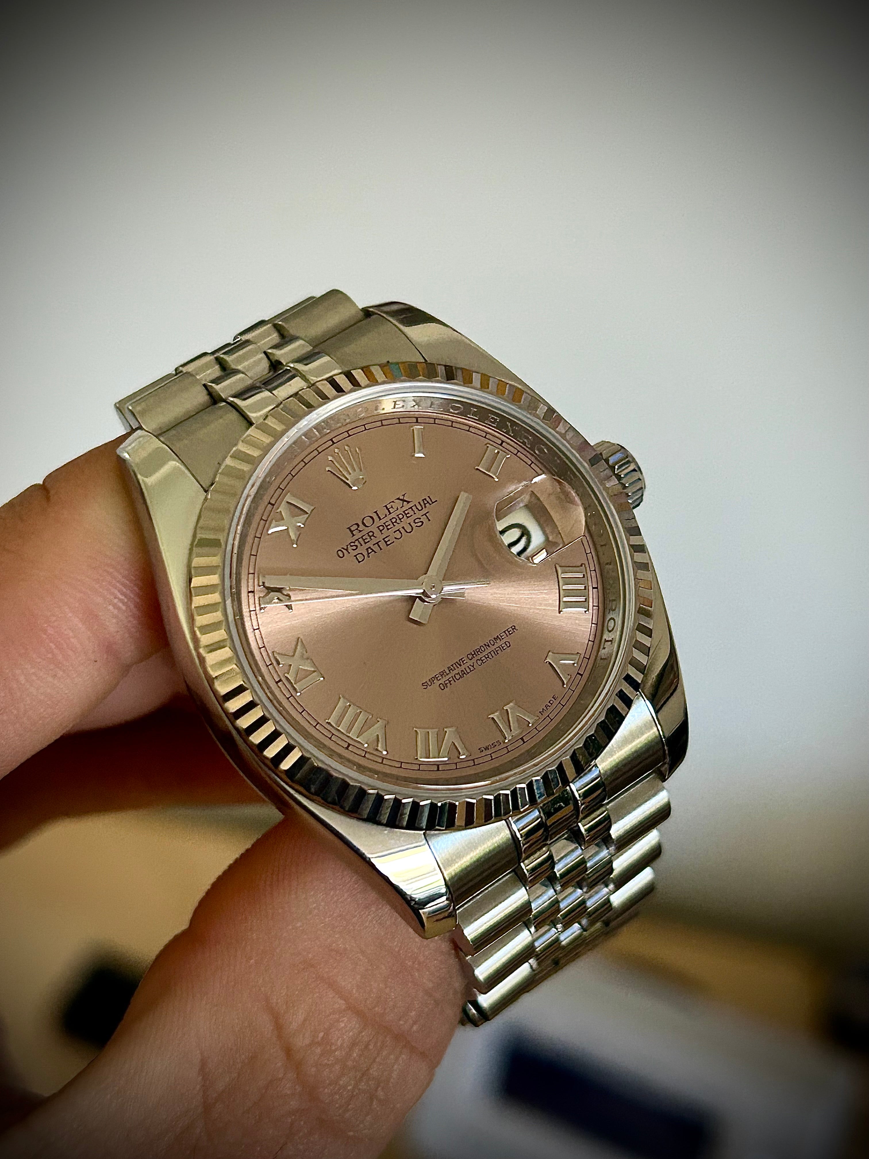 2011 ROLEX DATEJUST 36, 116234, SALMON  DIAL, FULL SET, INC GST