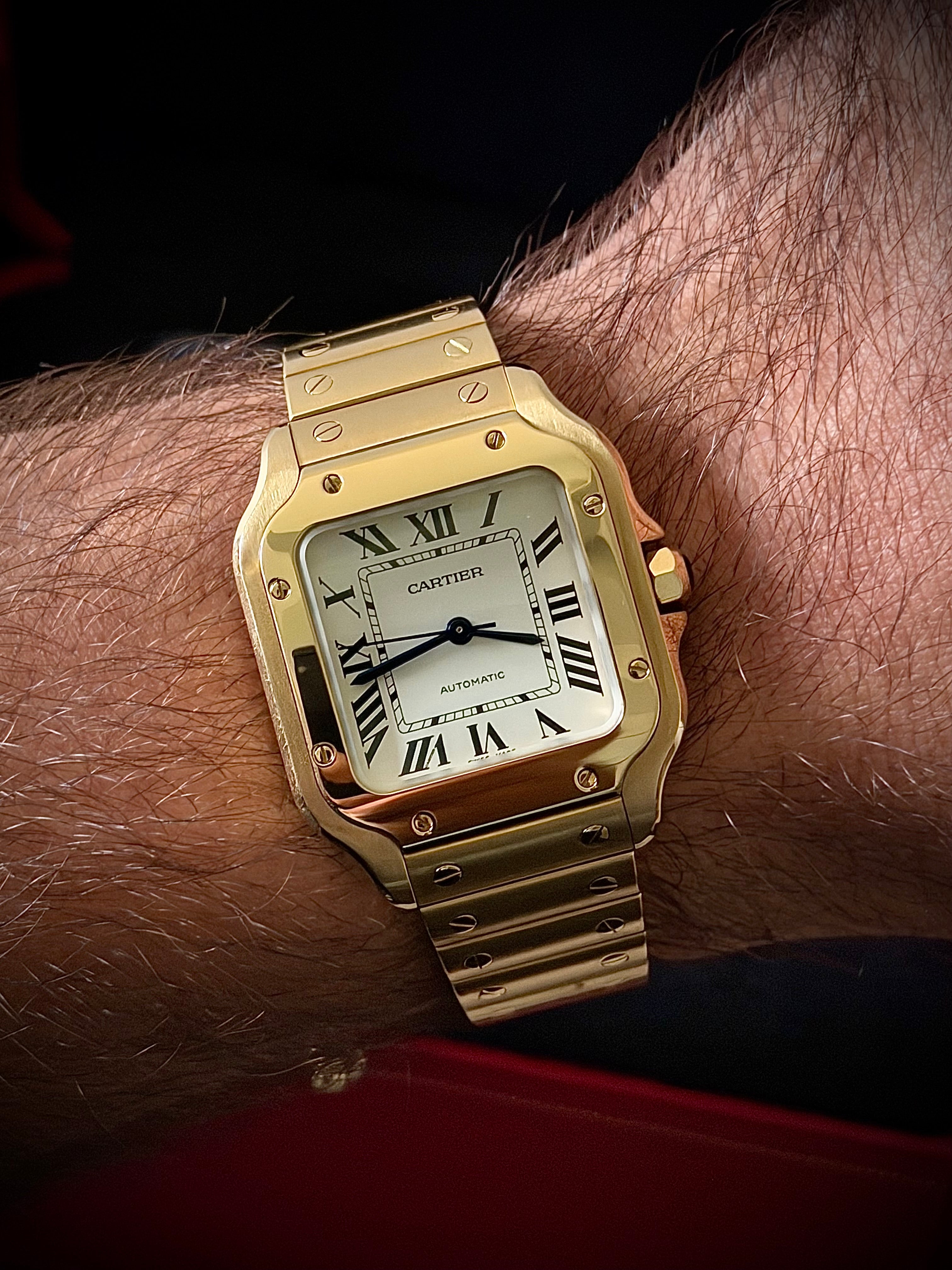 2025 CARTIER SANTOS DE CARTIER MEDIUM, WGSA0030, 18CT YELLOW GOLD, FULL SET, INC GST