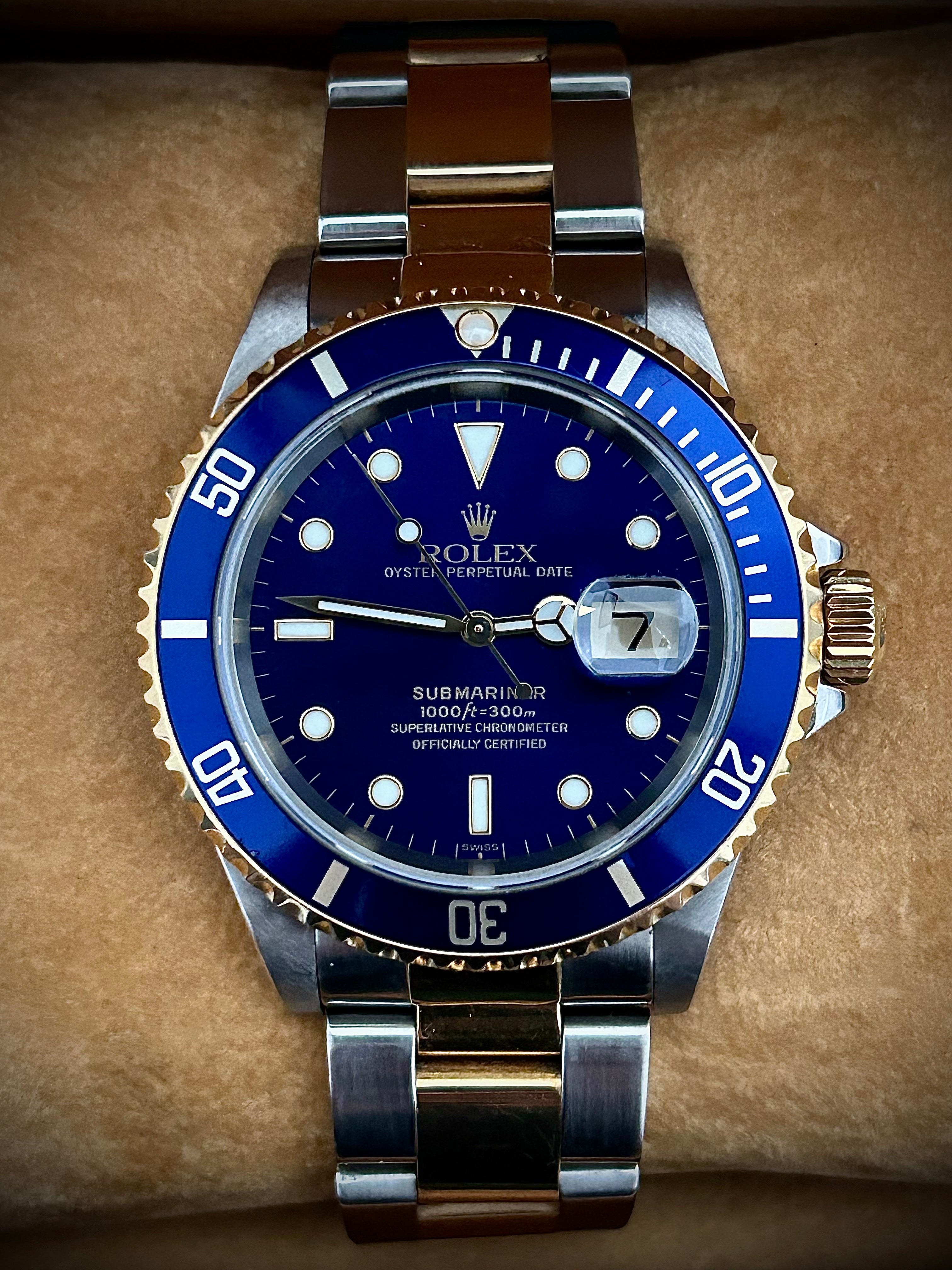 1999 ROLEX SUBMARINER DATE “BLUESY”, SWISS ONLY, FULL SET, INC GST