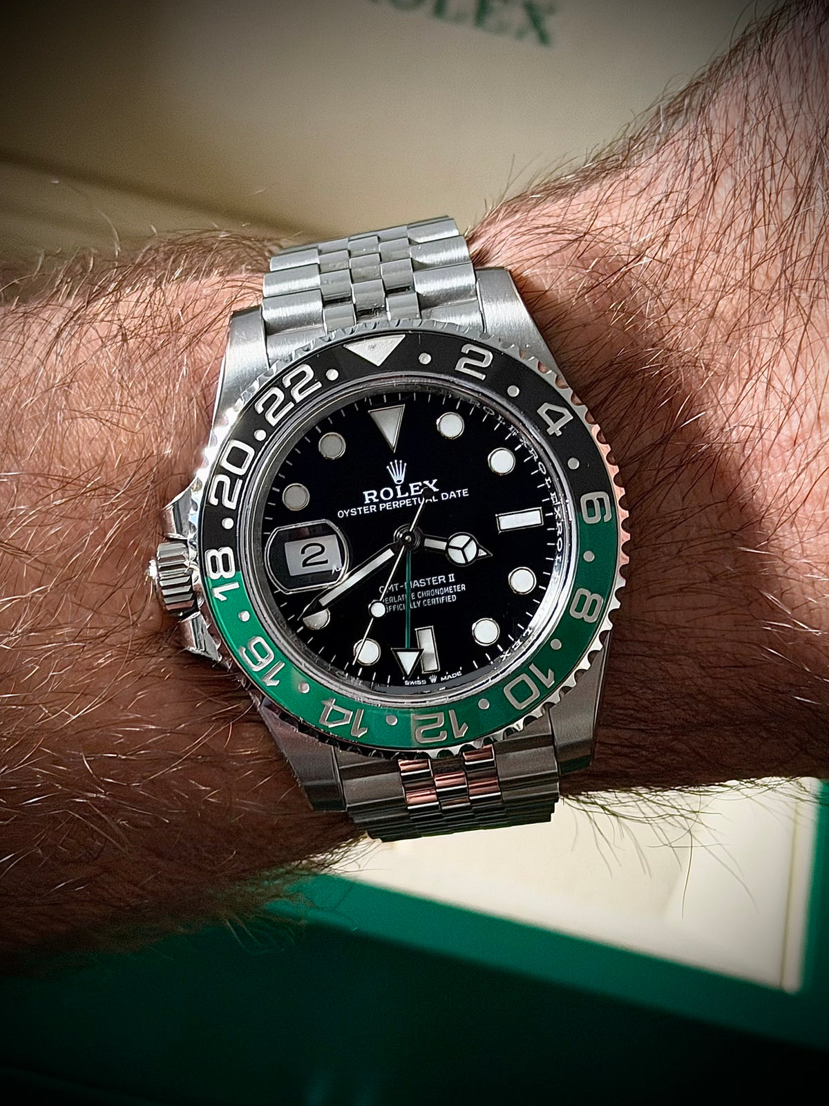 2025 ROLEX GMT-MASTER II “SPRITE”, 126720VTNR, JUBILEE BRACELET, FULL SET, EXCELLENT CONDITION, INC GST