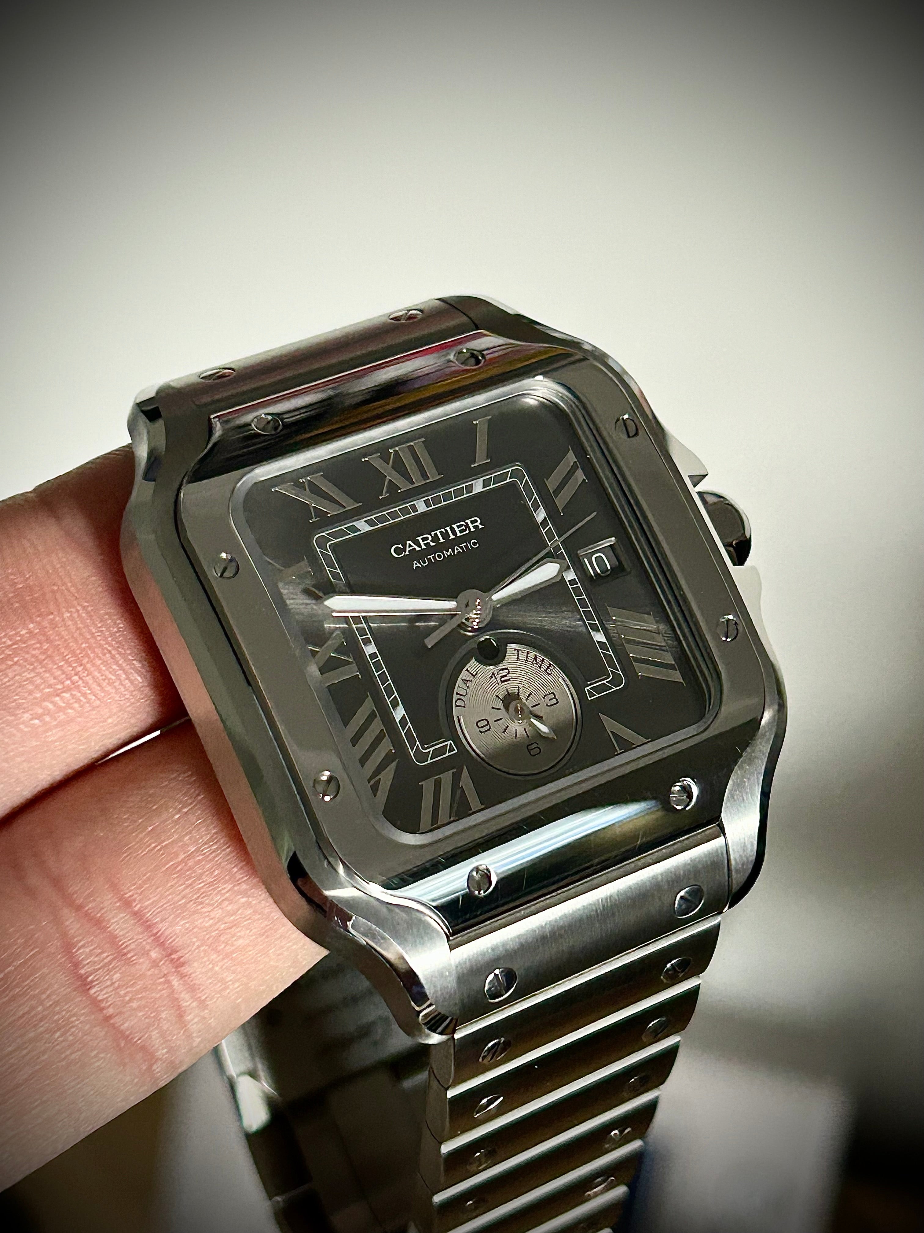 2024 CARTIER SANTOS DE CARTIER LARGE DUAL TIME, WSSA0076, BOX AND PAPERS, INC GST