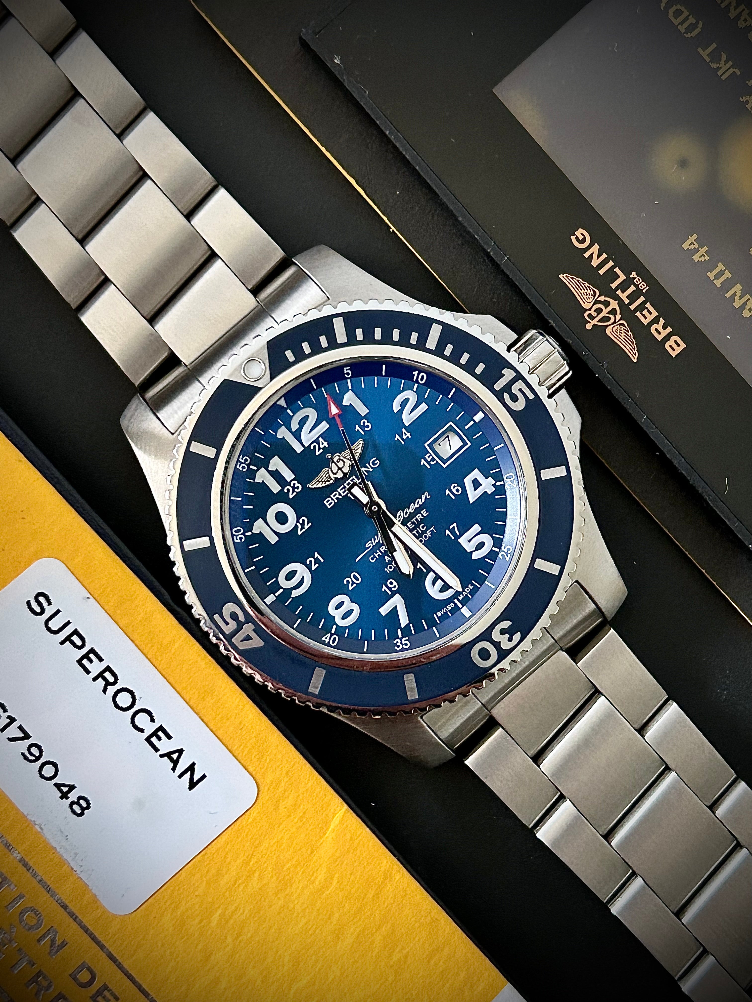 2019 BREITLING SUPEROCEAN 44, A17392D8/C910, BOX AND PAPERS, INC GST