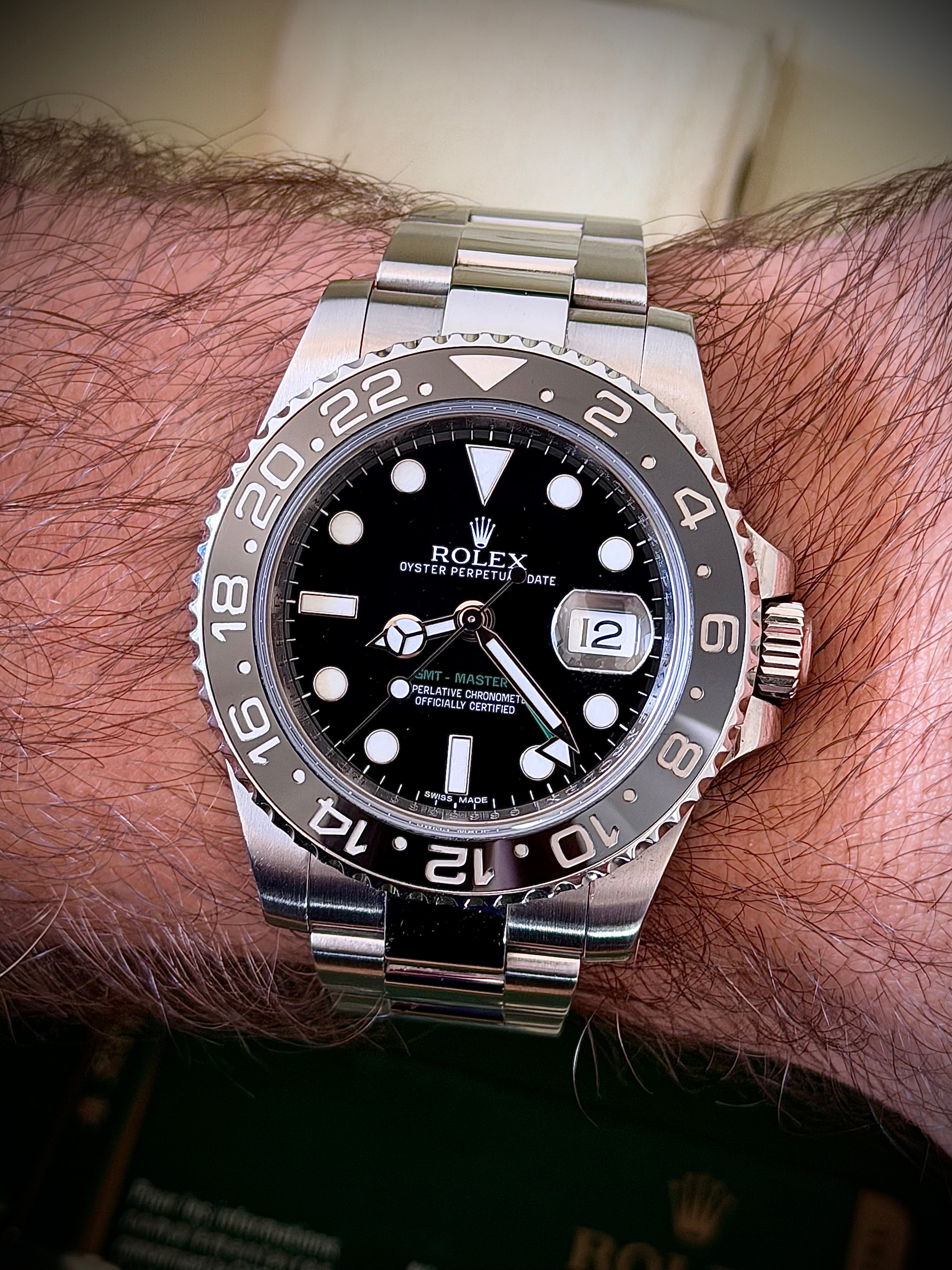 2012 ROLEX GMT MASTER II, 116710LN, FULL SET, INC GST