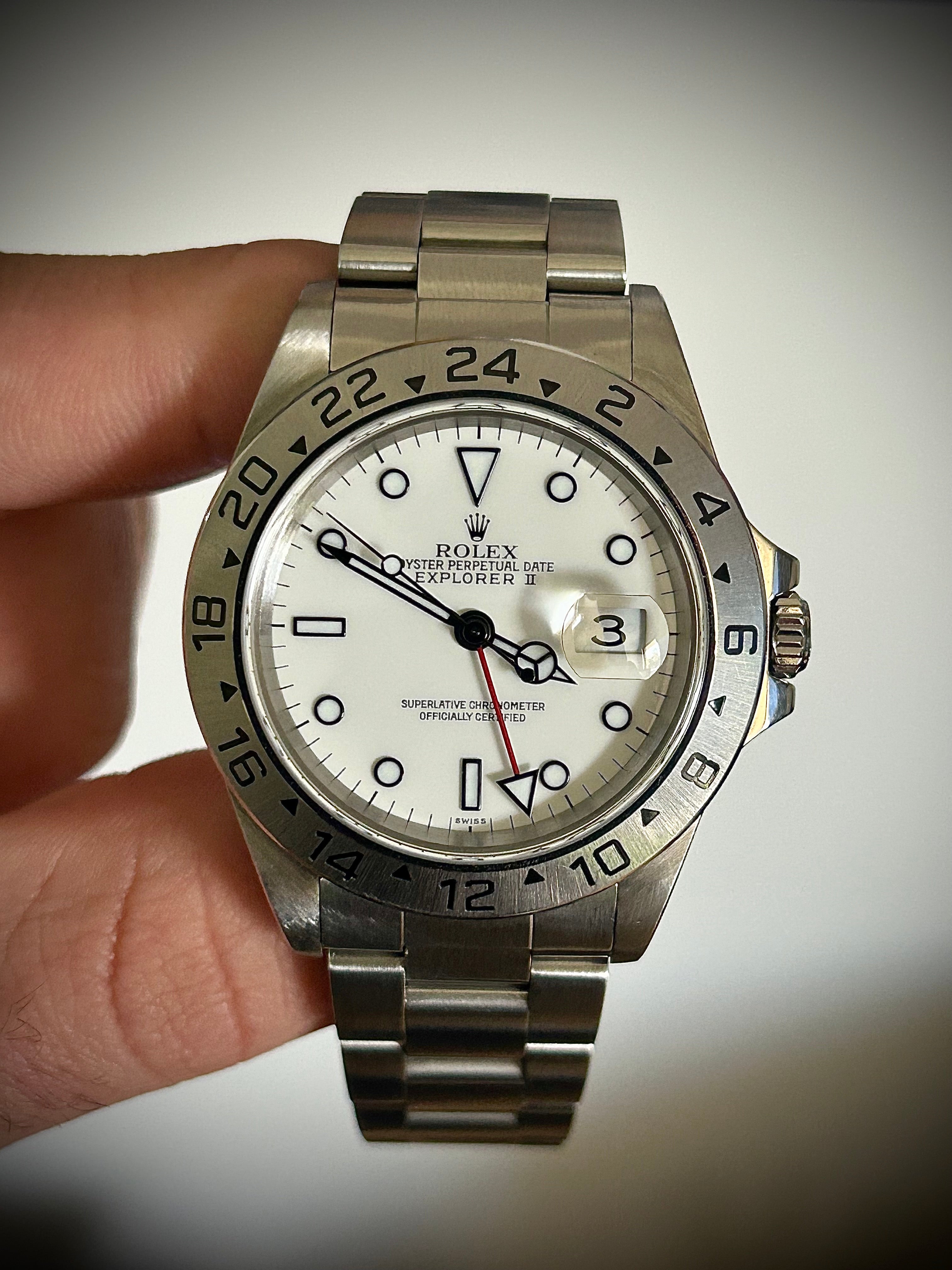 1999 ROLEX EXPLORER II “POLAR”, “SWISS ONLY”, 16570, FULL SET, INC GST