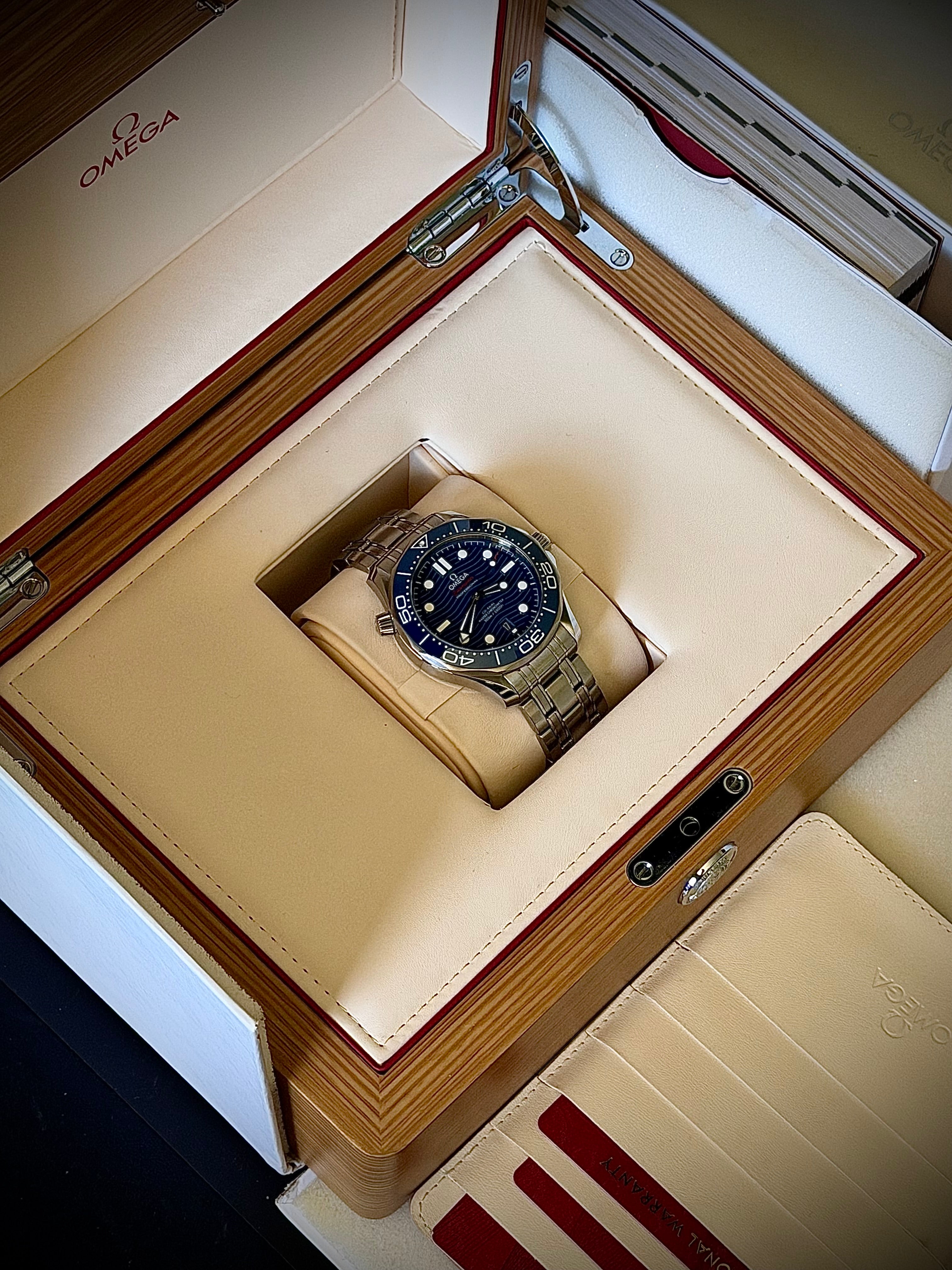 2023 OMEGA SEAMASTER DIVER 300M, 210.30.42.20.03.001, BLUE DIAL, STEEL BRACELET, FULL SET, INC GST