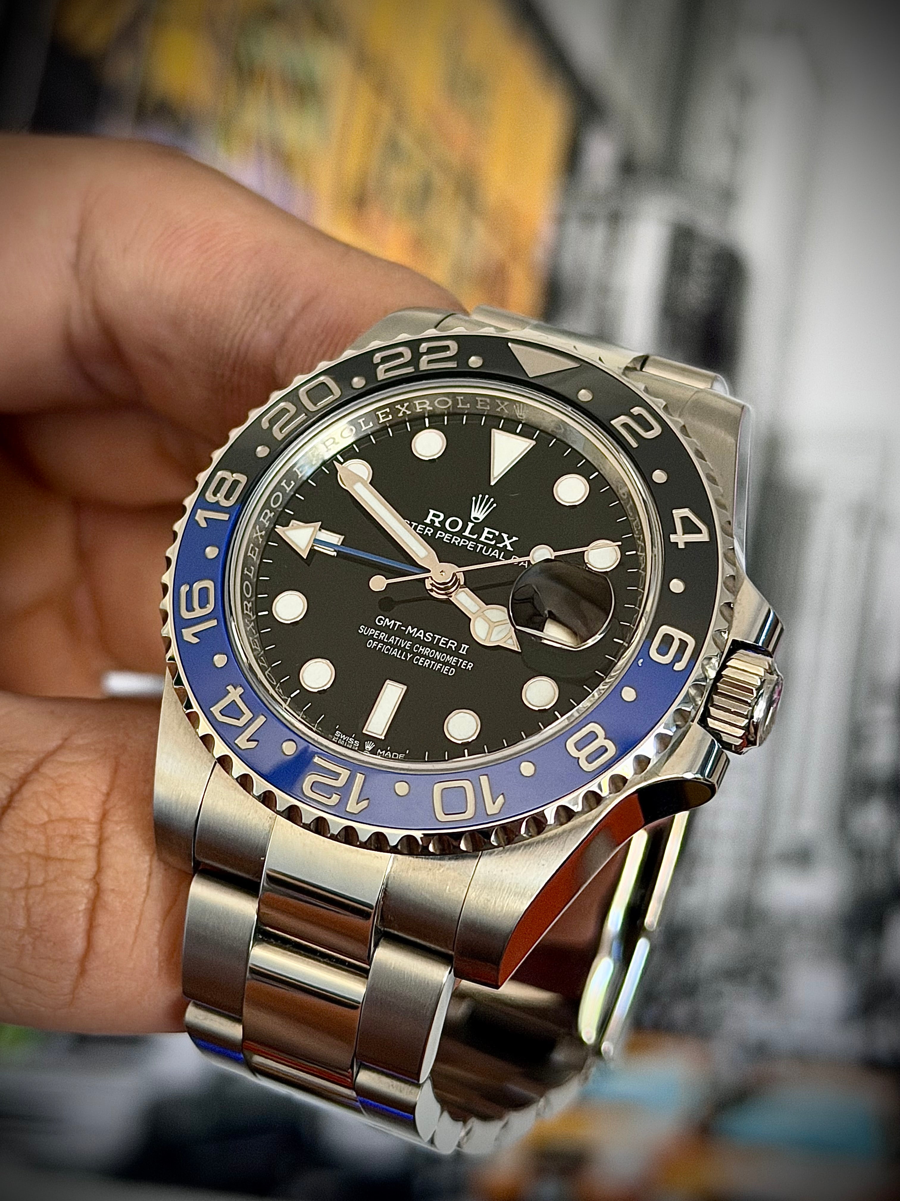2022 ROLEX GMT MASTER II, BATMAN,, 126710BLNR, FULL SET, INC GST