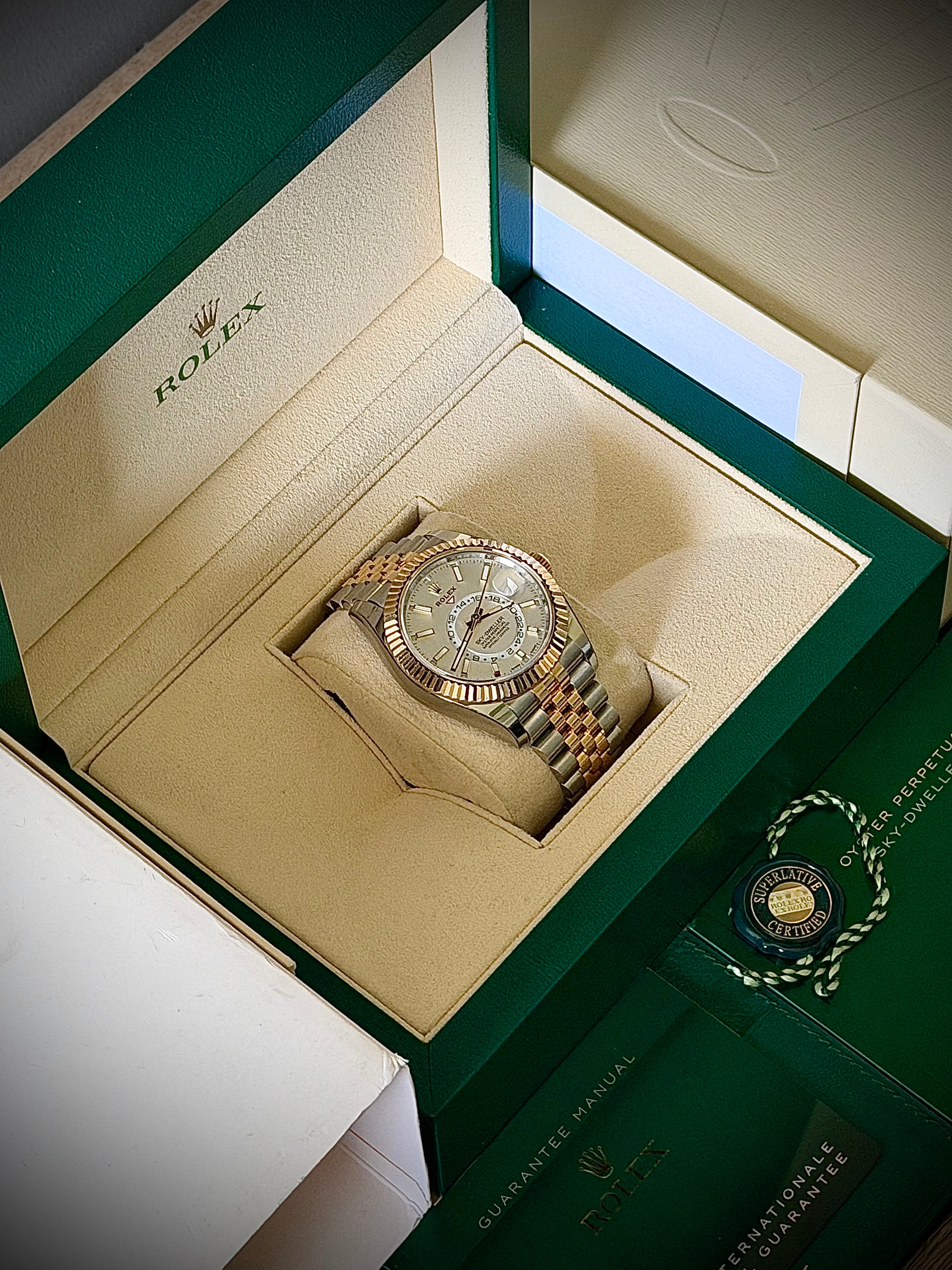 2022 ROLEX SKY-DWELLER, 326933, WHITE DIAL, JUBILEE BRACELET, STICKERED, FULL SET, INC GST