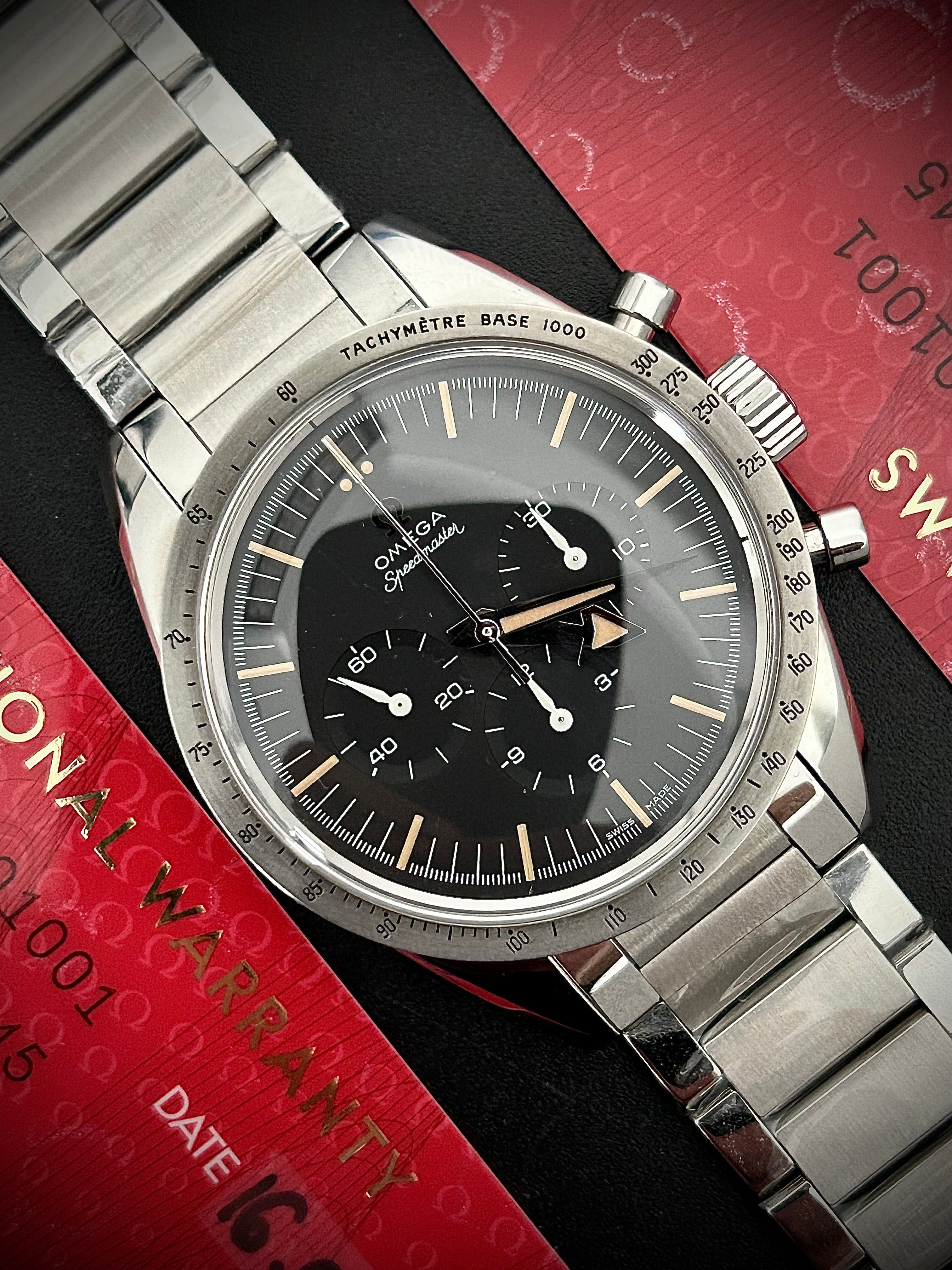 2019 OMEGA SPEEDMASTER, 1957 TRILOGY LIMITED EDITION, FULL SET, INC GST