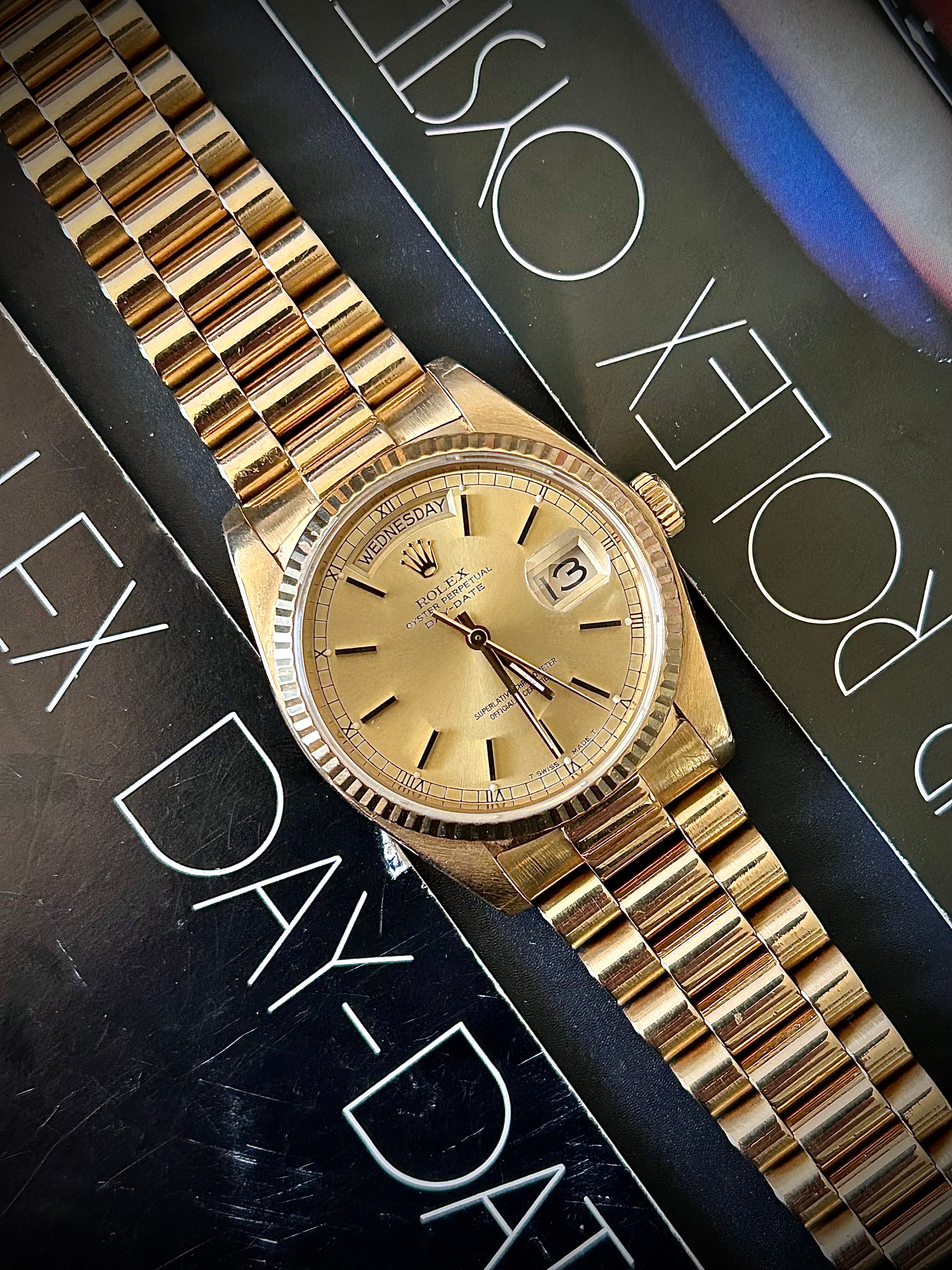 1982 ROLEX DAY-DATE, 18038, BOX AND PAPERS, INC GST