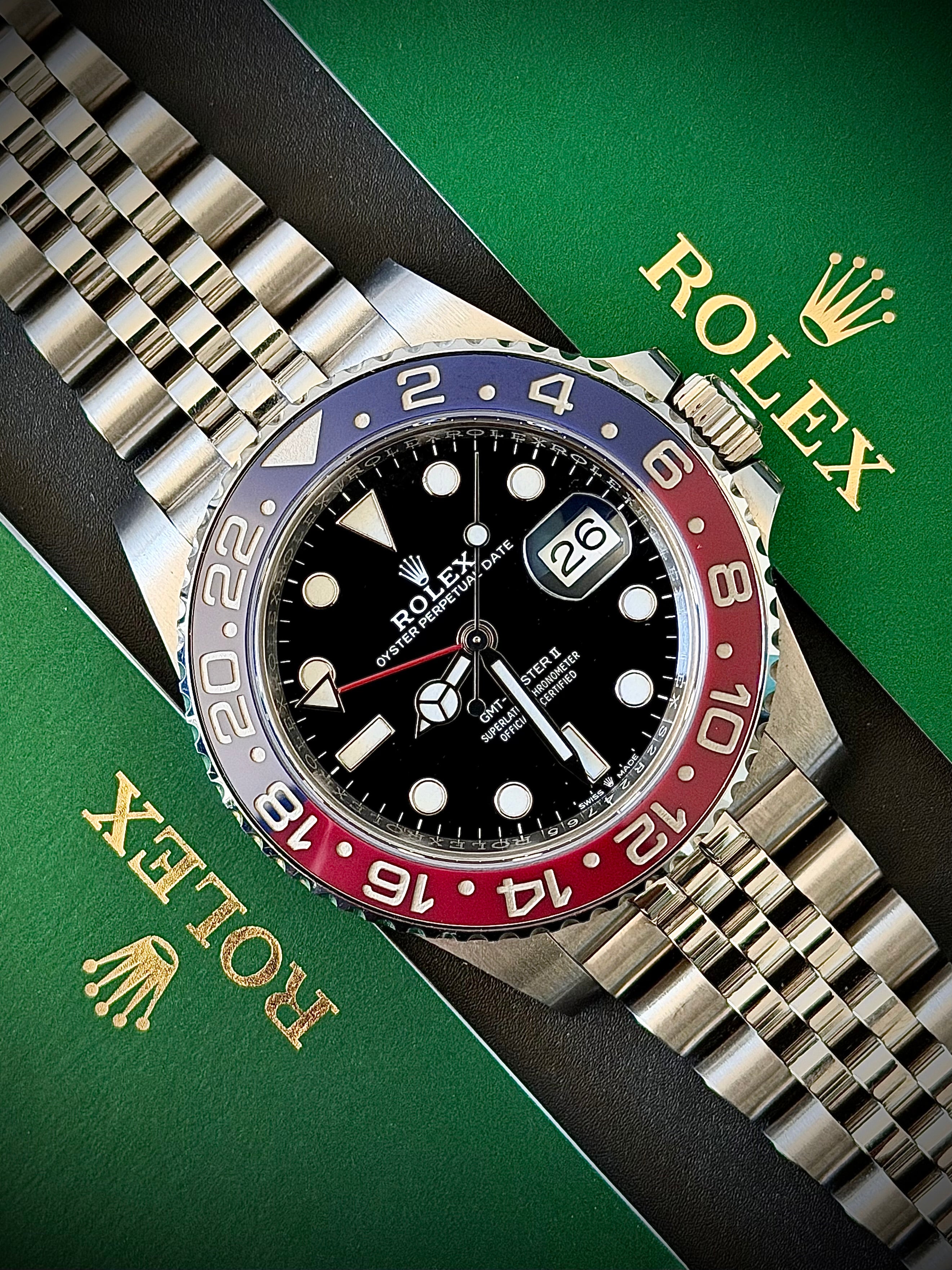 2019 ROLEX GMT MASTER II, PEPSI, 126710BLRO, FULL SET, INC GST