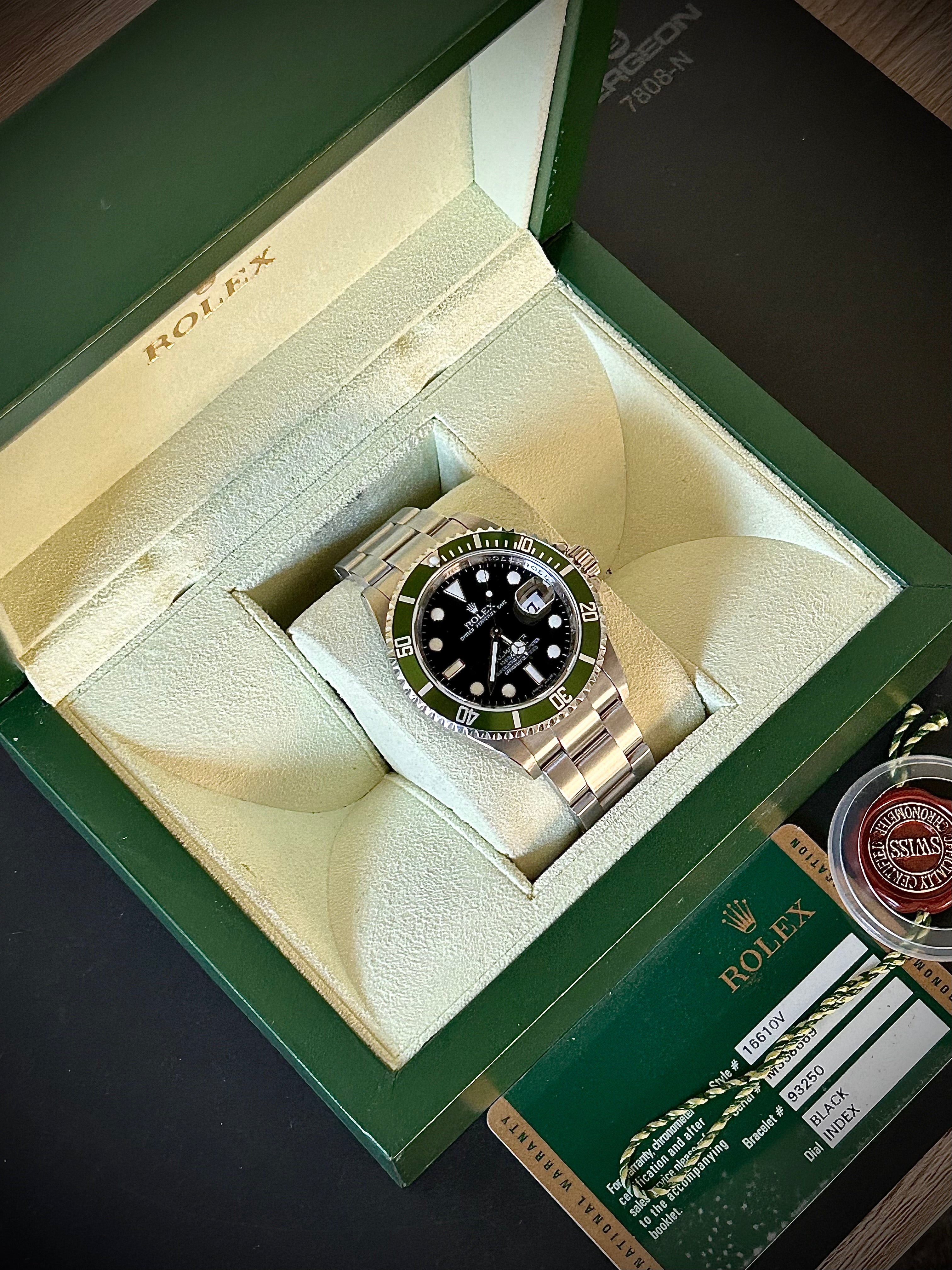 2008 ROLEX SUBMARINER DATE, KERMIT, 16610LV, BOX AND CARD, INC GST