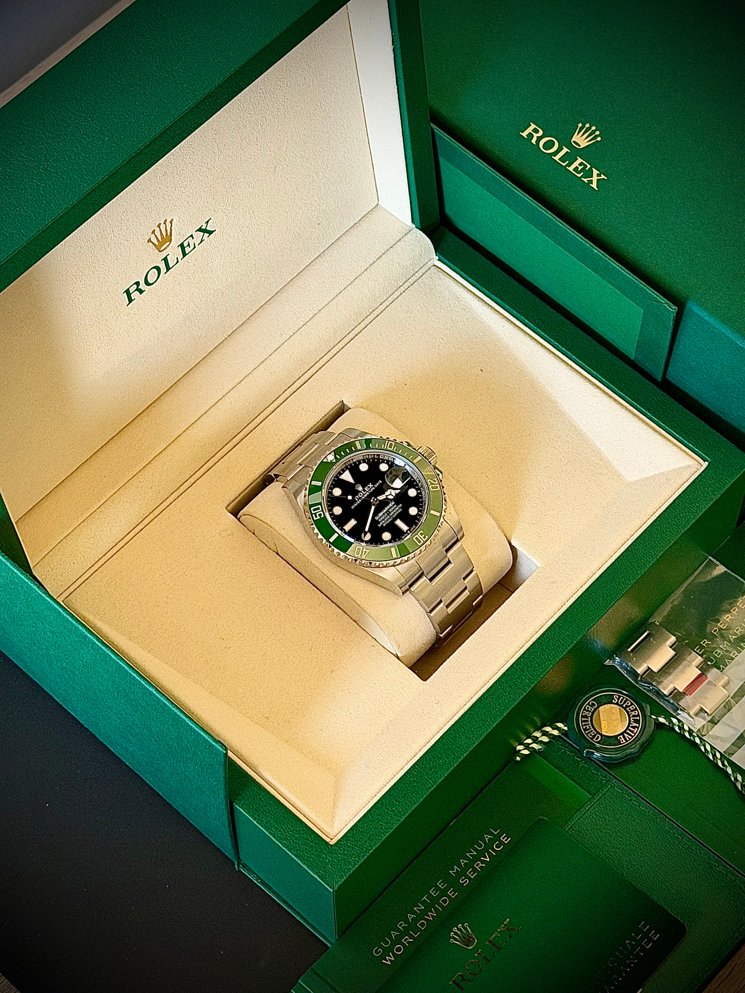 2025 ROLEX SUBMARINER DATE “STARBUCKS”, 126610LV, LIKE NEW, PARTIAL STICKERS, FULL SET, INC GST