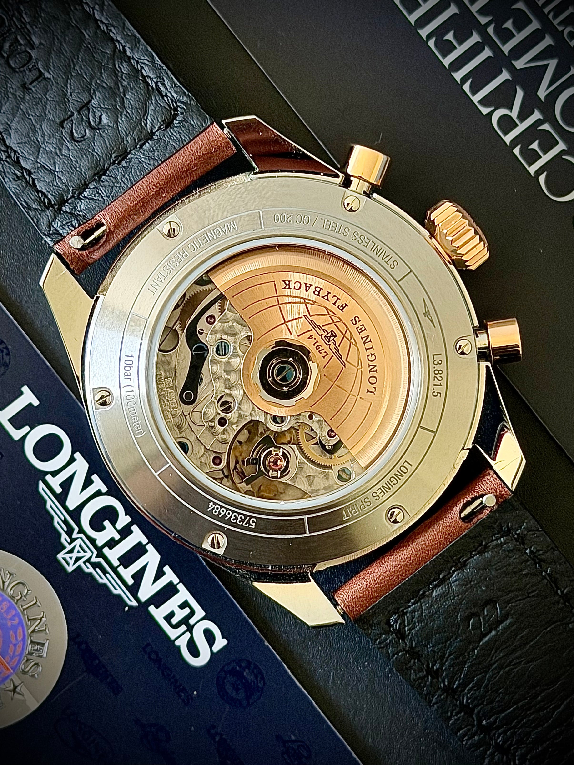 2025 LONGINES SPIRIT FLYBACK CHRONOGRAPH, L3.821.5.59.2, FULL SET, INC GST