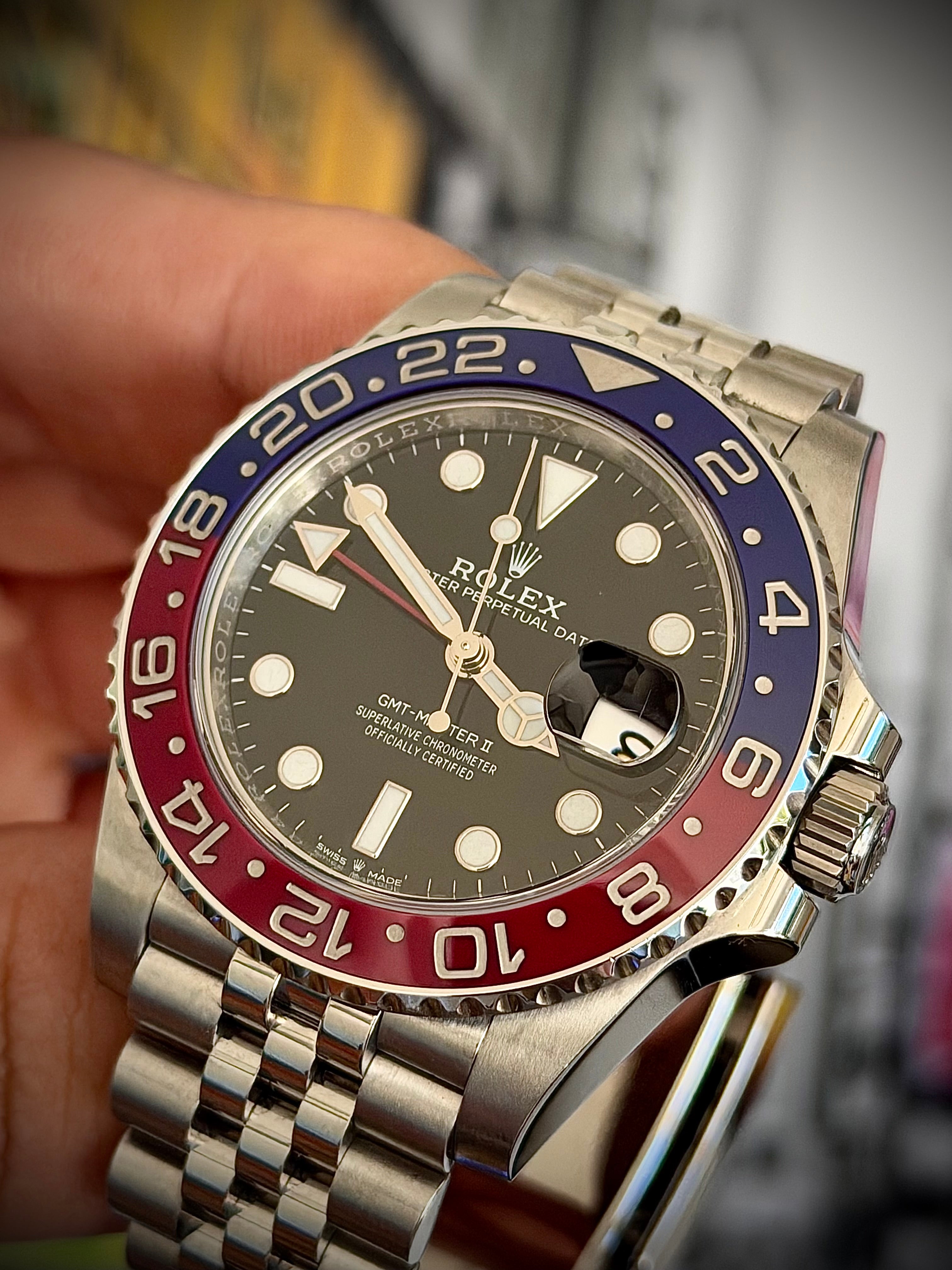 2018 ROLEX GMT MASTER II, PEPSI, MK1 BEZEL, 126710BLRO, FULL SET, INC GST