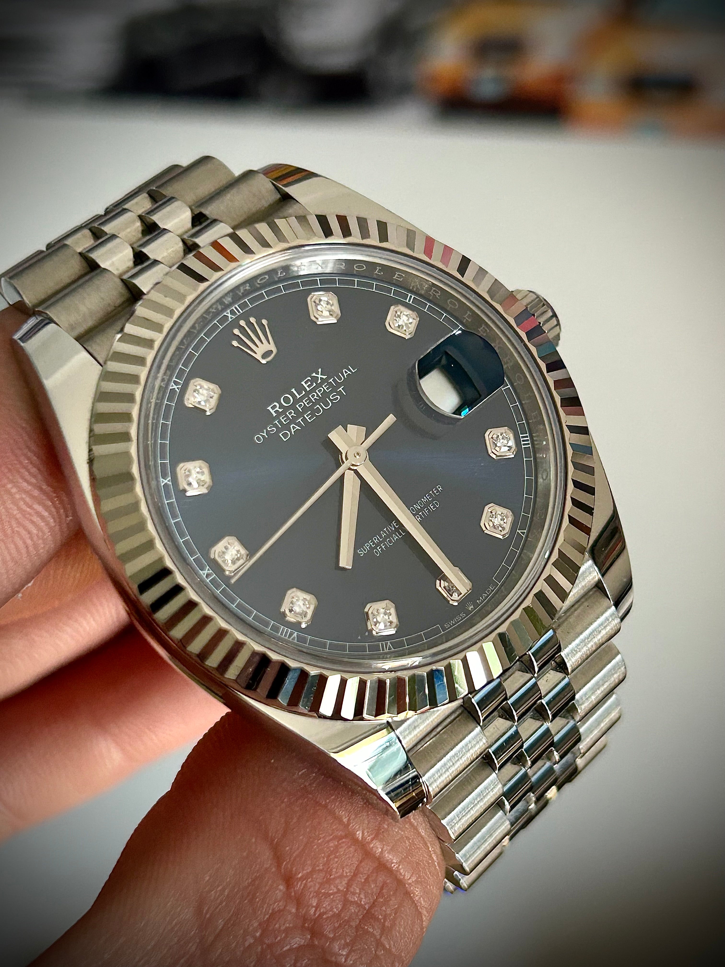 2021 ROLEX DATEJUST 41, BLUE DIAMOND DIAL, 126334, FULL SET, INC GST