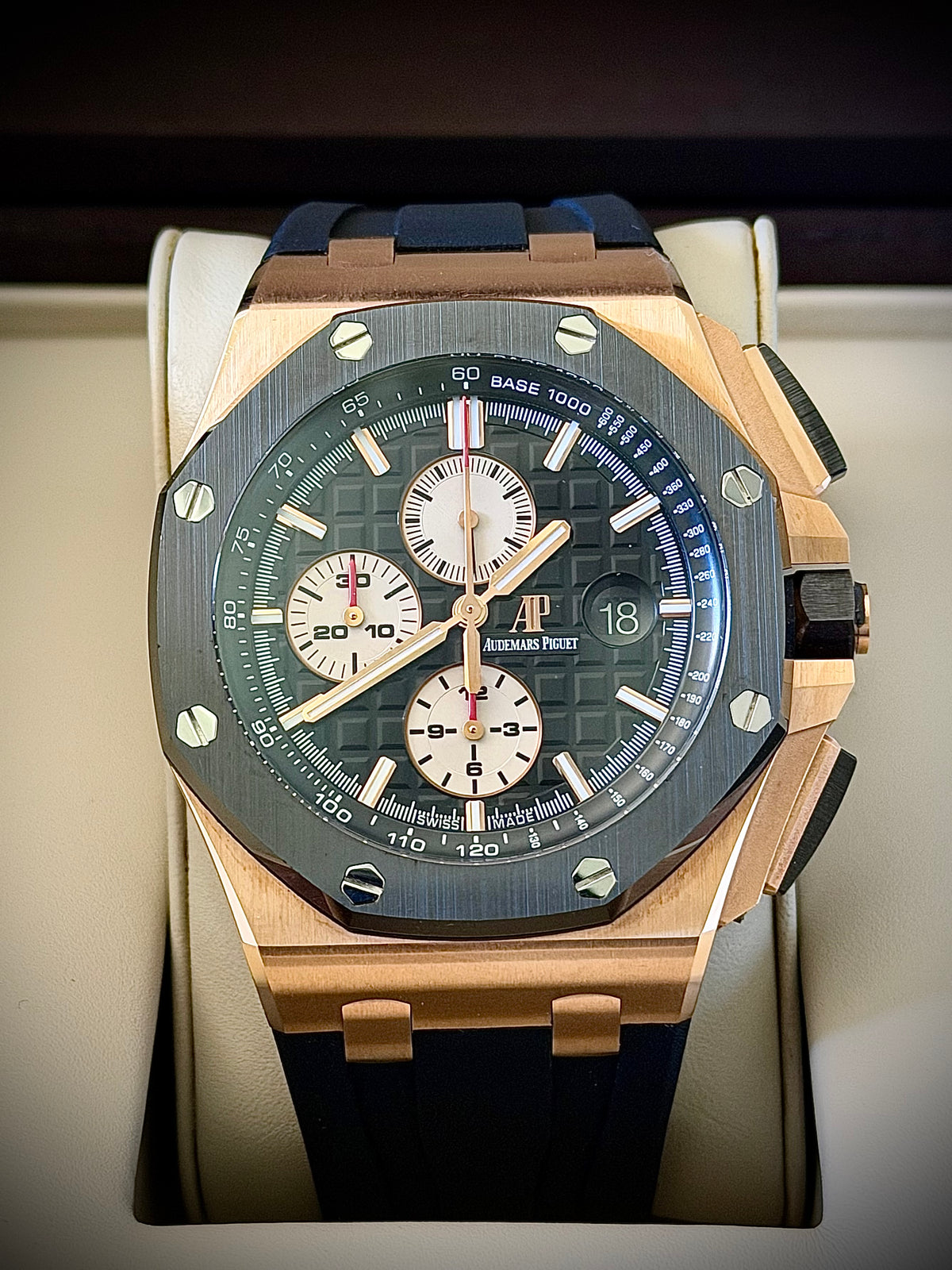 2016 AUDEMARS PIGUET ROYAL OAK OFFSHORE CHRONOGRAPH, 26401RO.OO.A002CA.02, 18CT ROSE GOLD, FULL SET, EXCELLENT CONDITION, INC GST
