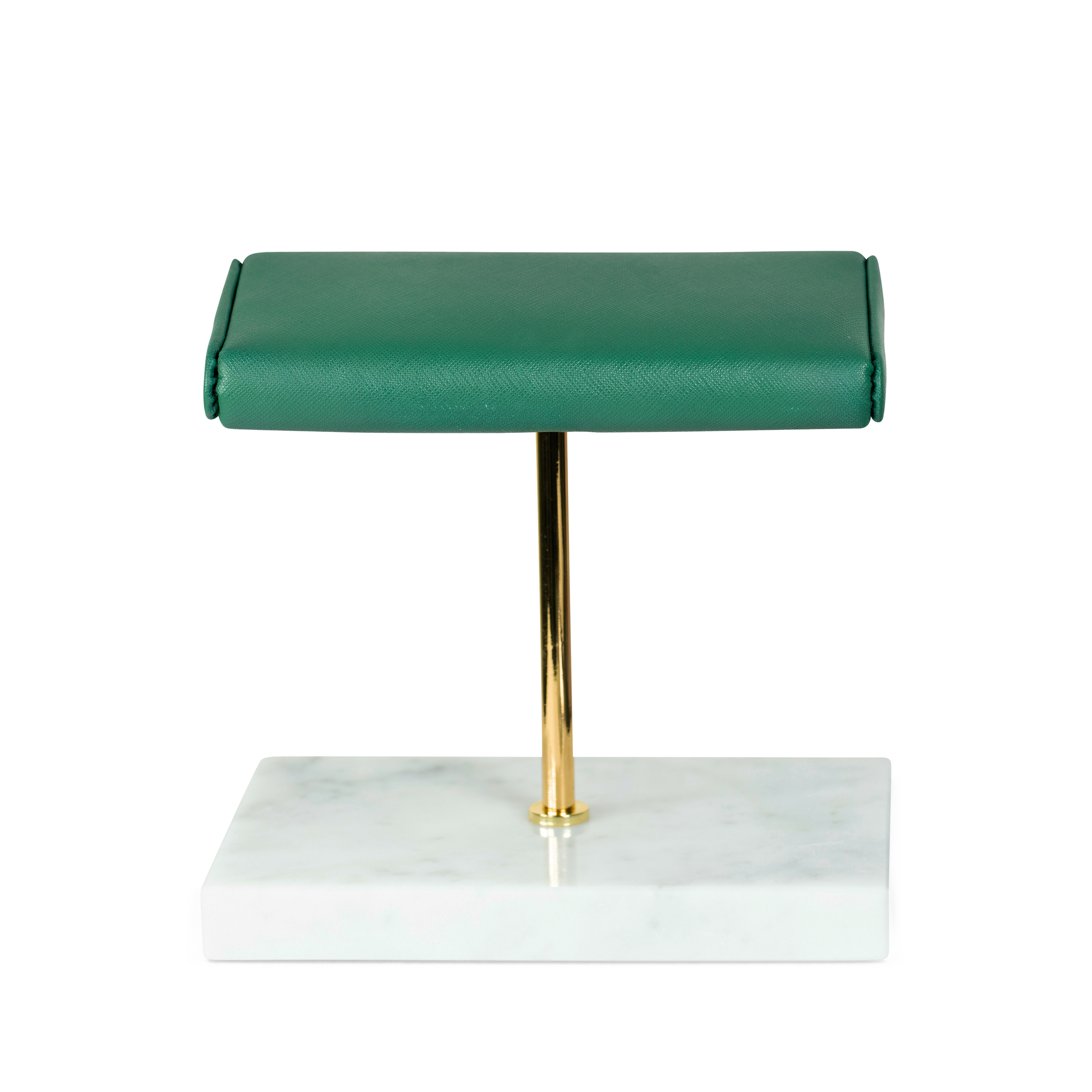 Marble Dual Watch Stand - Saffiano Green | White Marble