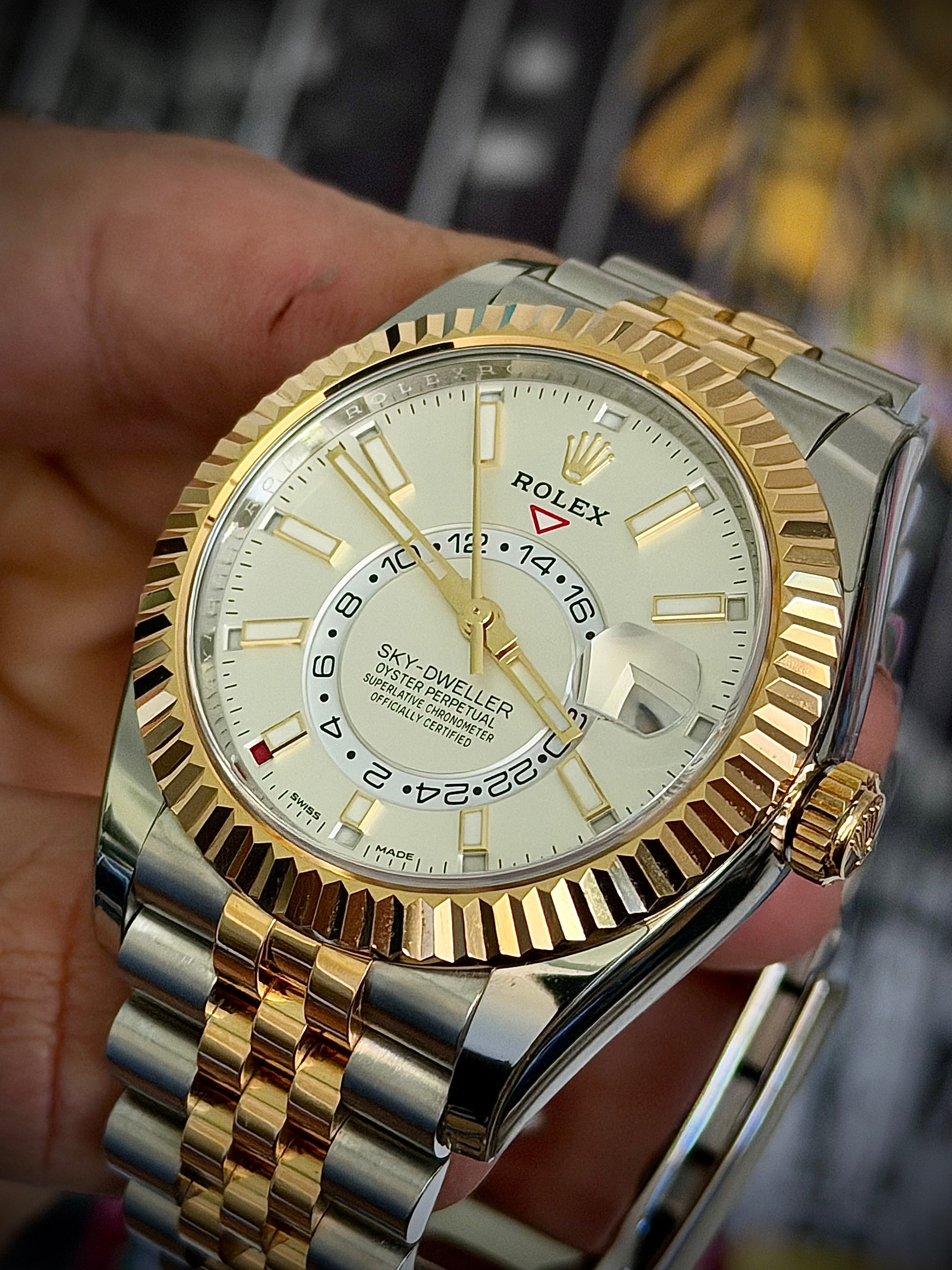 2022 ROLEX SKY-DWELLER, 326933, WHITE DIAL, JUBILEE BRACELET, STICKERED, FULL SET, INC GST